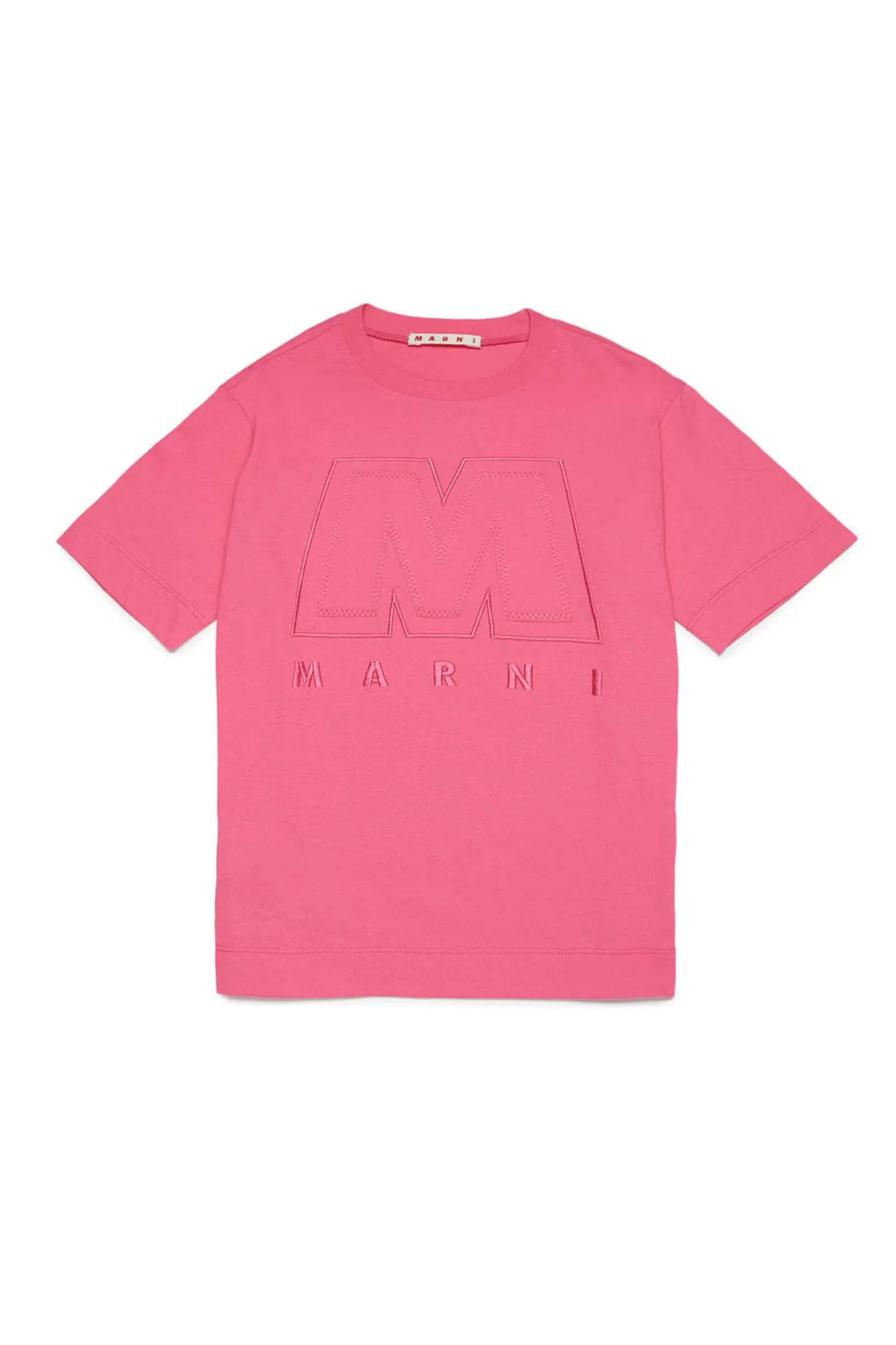 T-Shirt<MARNI T-Shirt Fucsia In Jersey Con Logo Big M Fucsia Luminoso