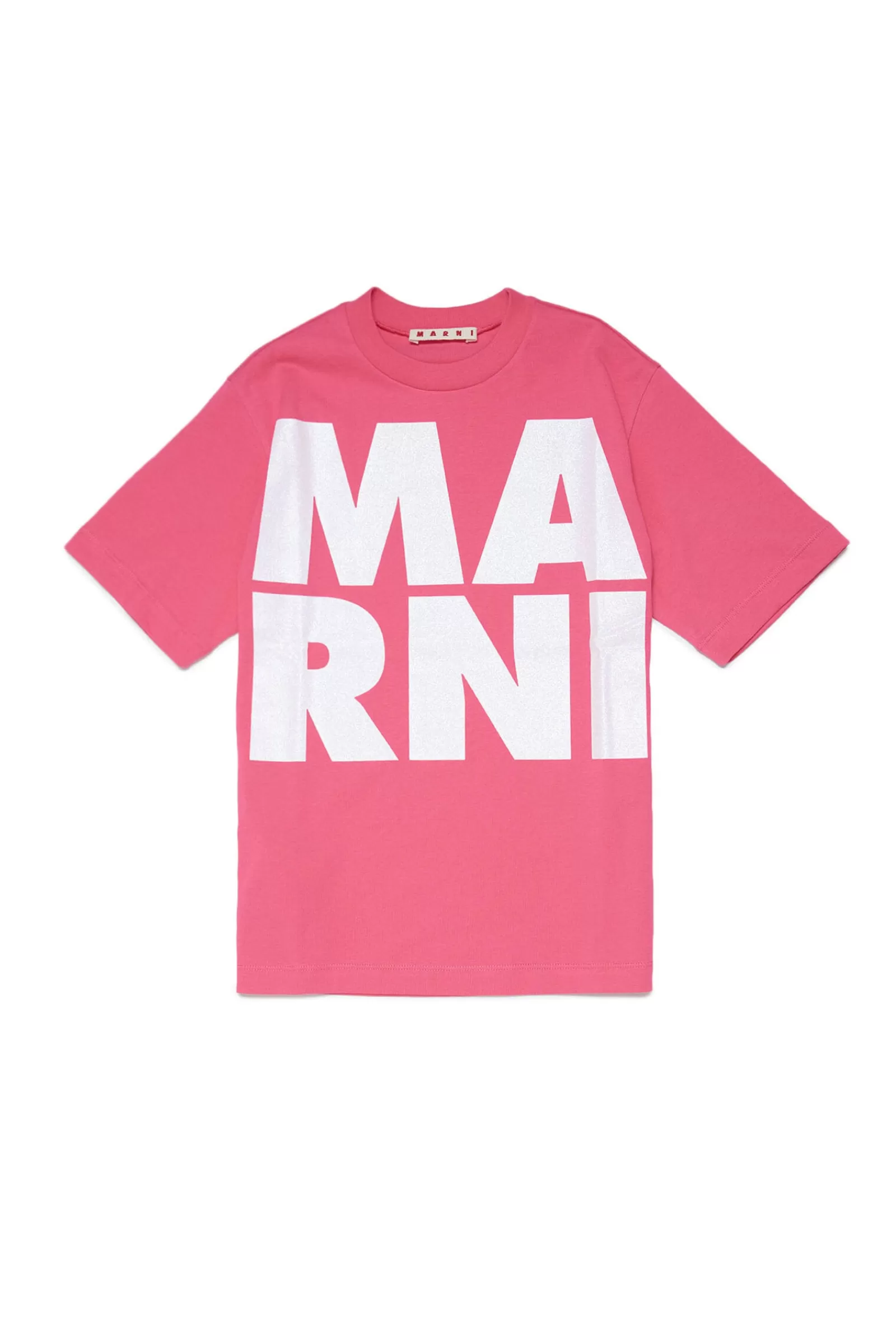 T-Shirt<MARNI T-Shirt Fucsia In Jersey Con Logo Displaced Fucsia Luminoso