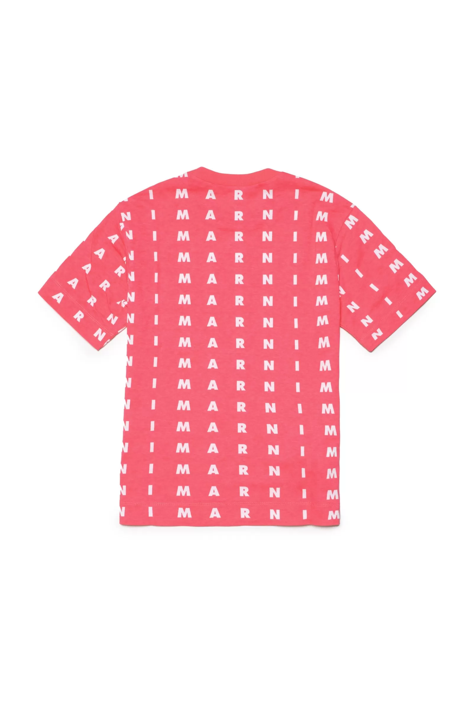 T-Shirt<MARNI T-Shirt Fucsia In Jersey Con Logo Piccolo Allover Fucsia Luminoso