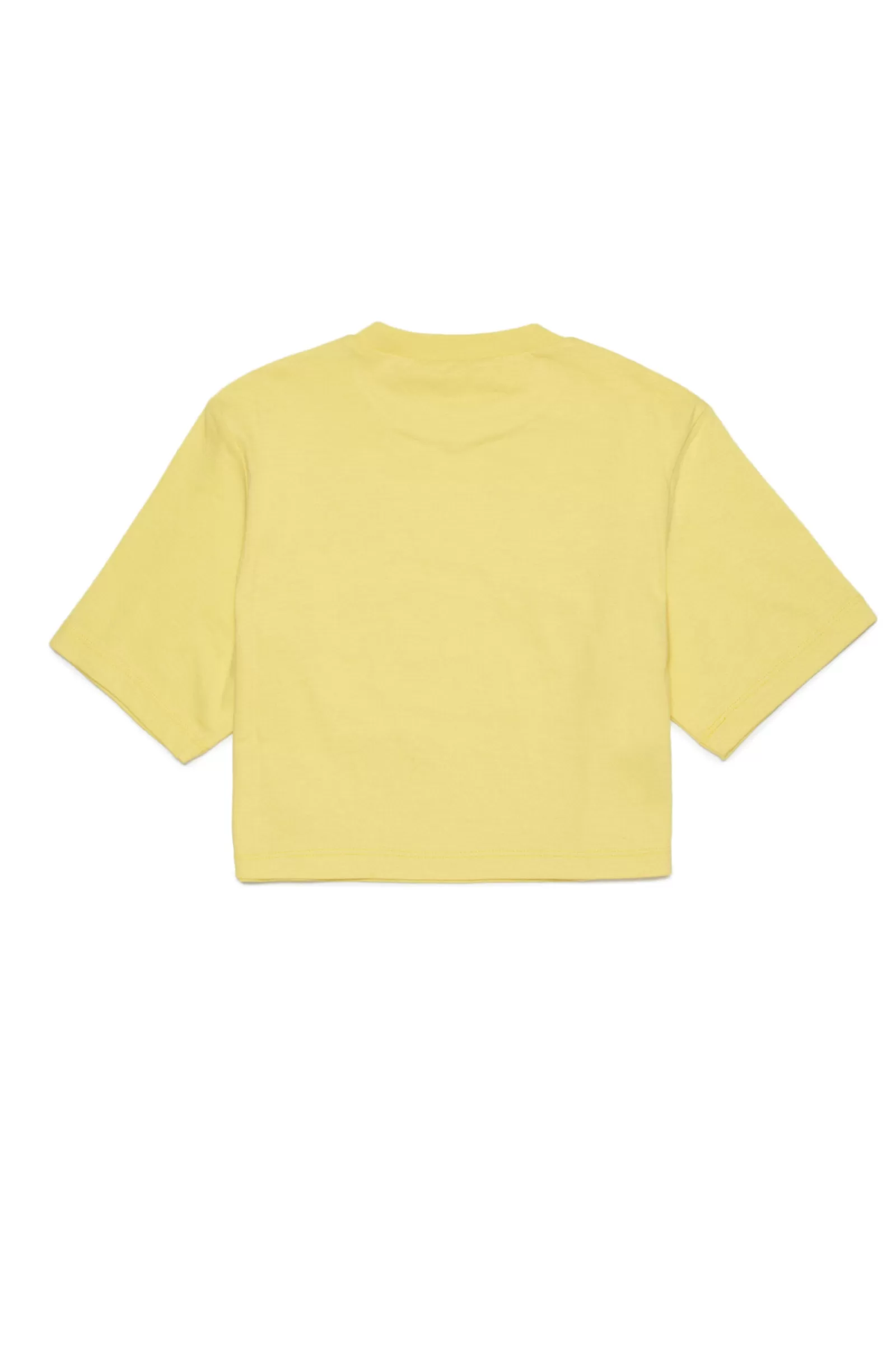 T-Shirt<MARNI T-Shirt Gialla Cropped In Jersey Con Logo In Paillettes Giallo Scorza Di Limone