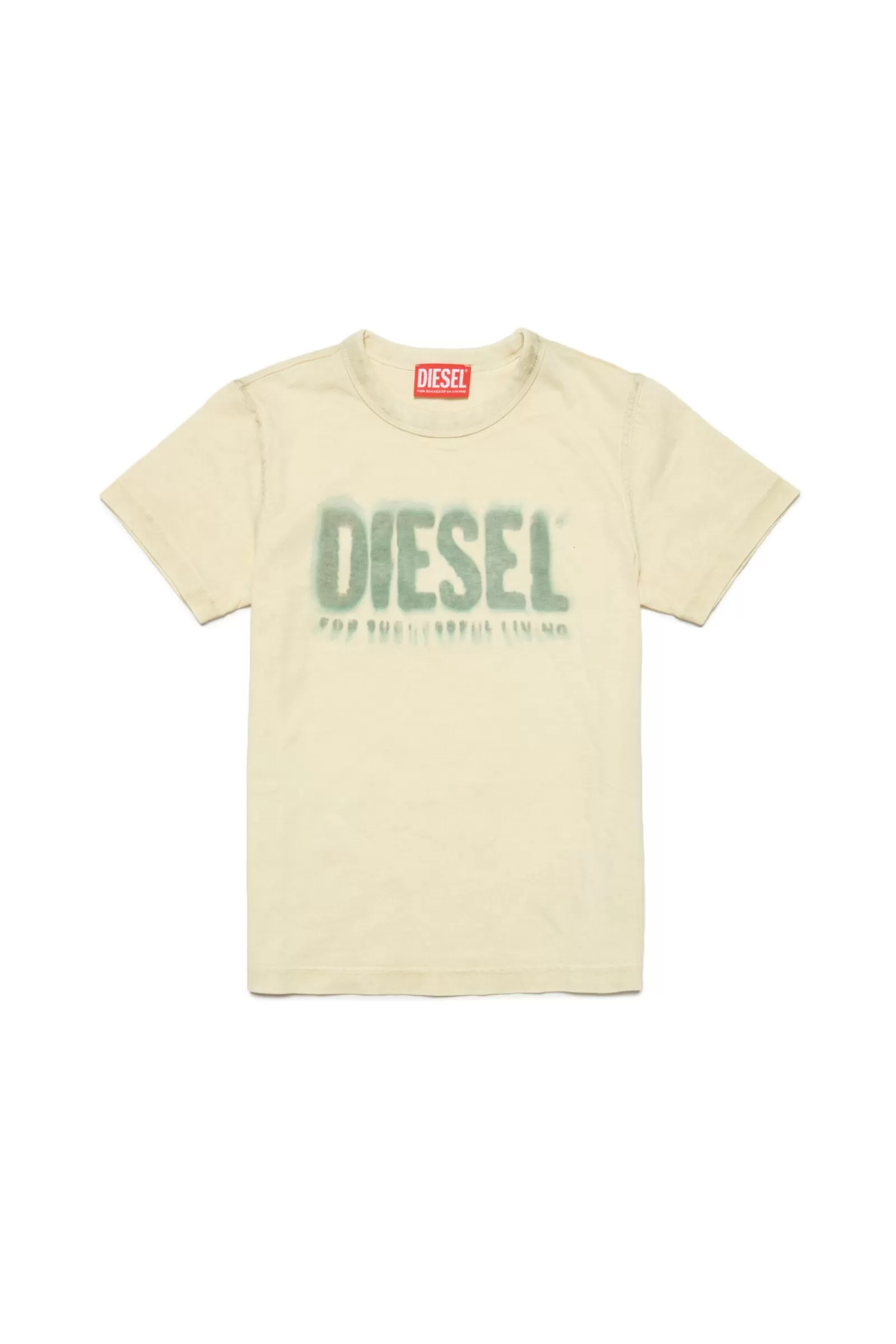 T-Shirt<DIESEL T-Shirt Gialla In Cotone Con Logo Effetto Sbiadito Limonata