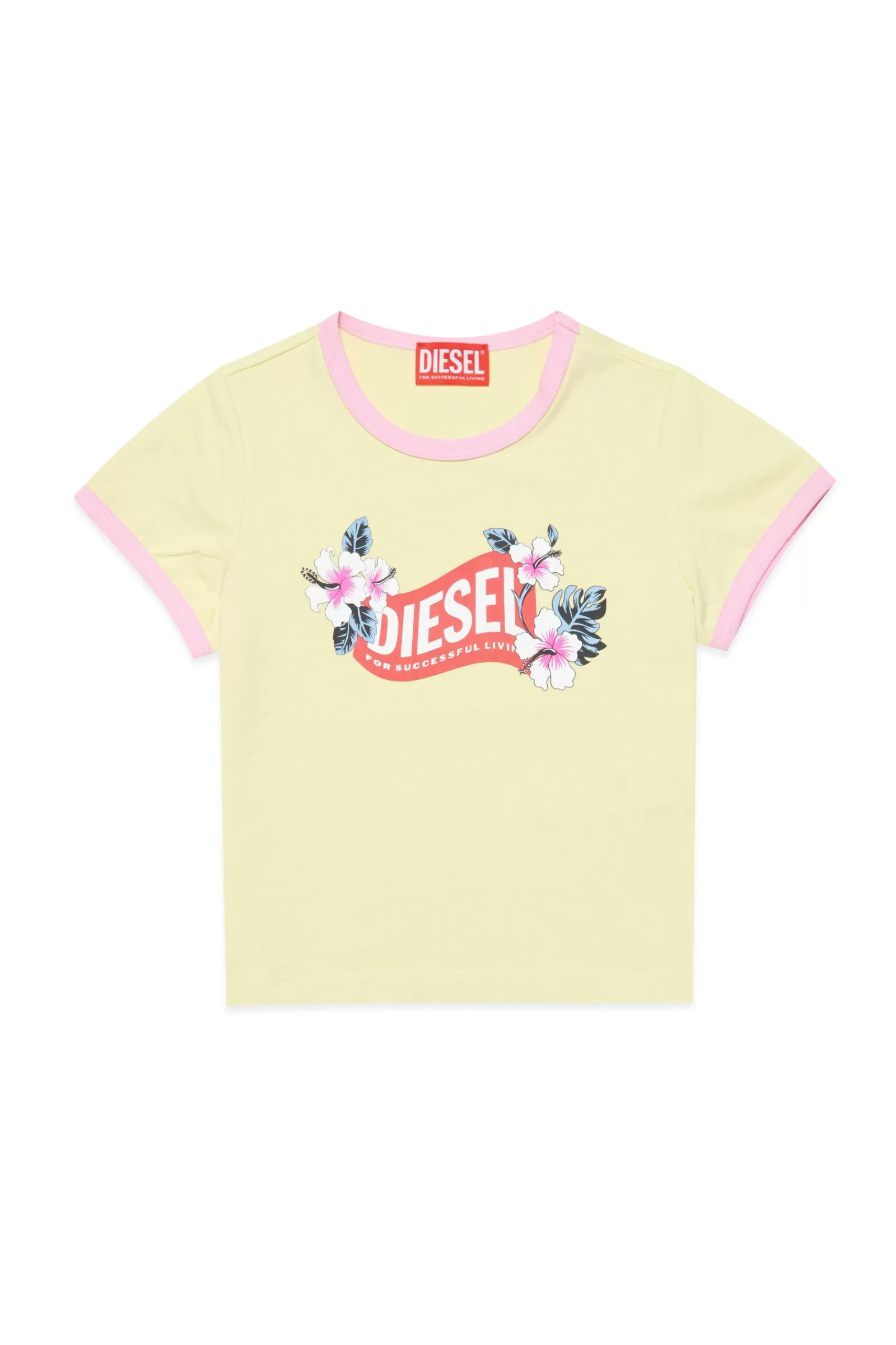 T-Shirt<DIESEL T-Shirt Gialla In Jersey Con Logo In Versione  Limonata