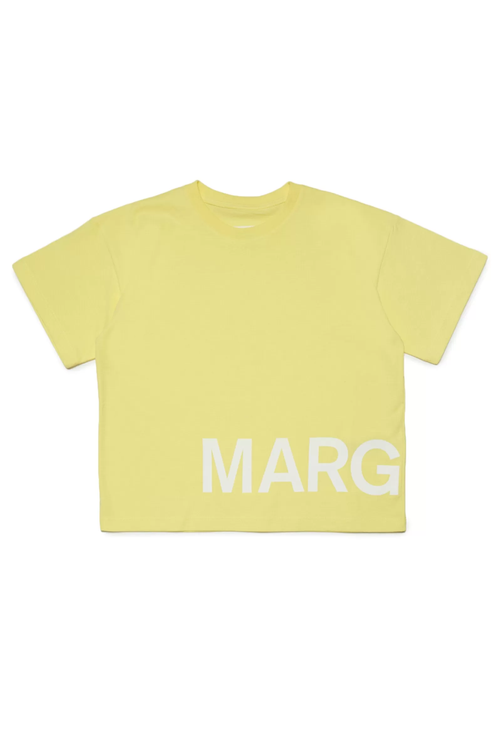 T-Shirt<MM6 MAISON MARGIELA T-Shirt Gialla In Jersey Con Maxi-Logo Giallo Luminoso