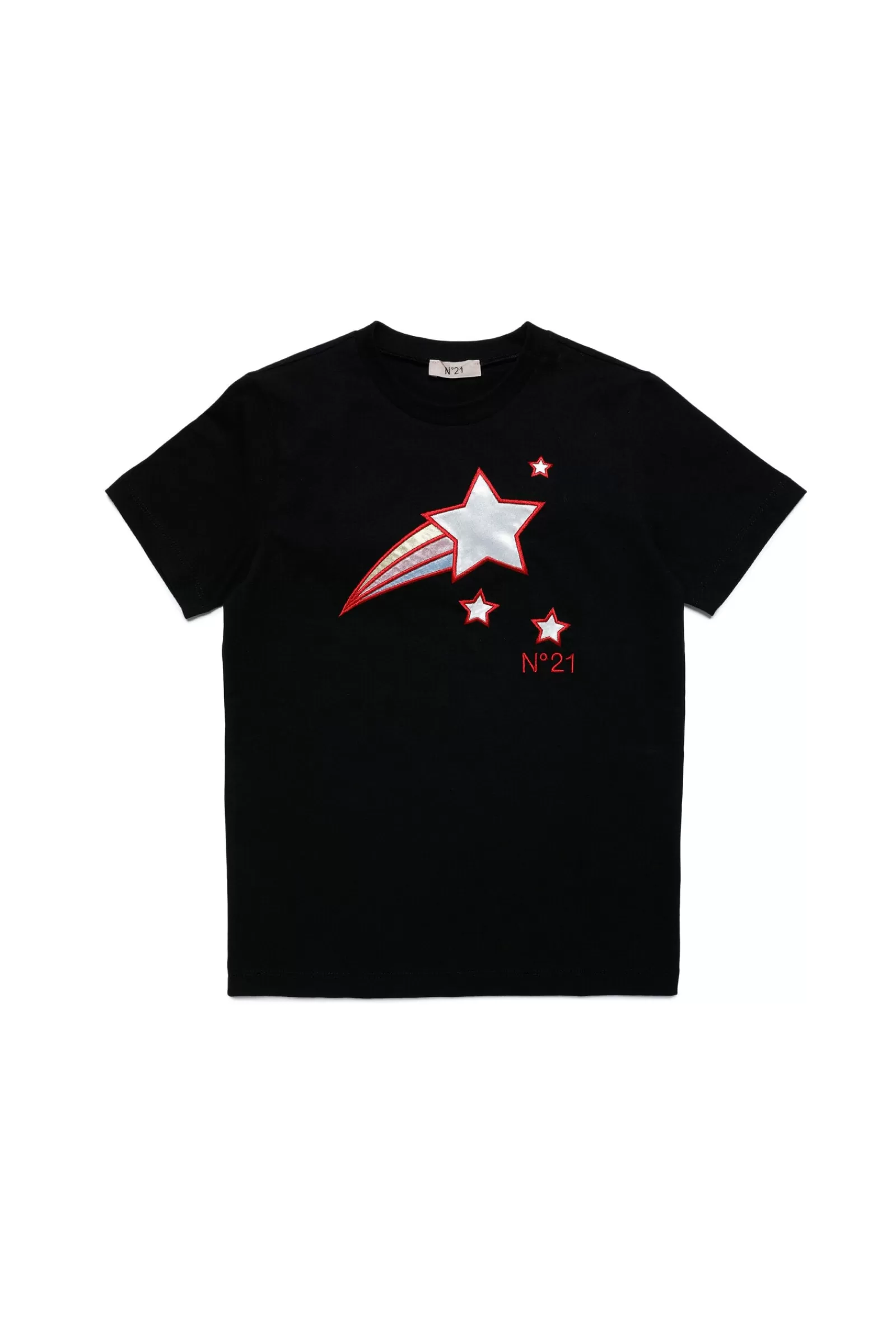 T-Shirt<N°21 T-Shirt Girocollo In Jersey Con Grafica Stellata Nero Denim