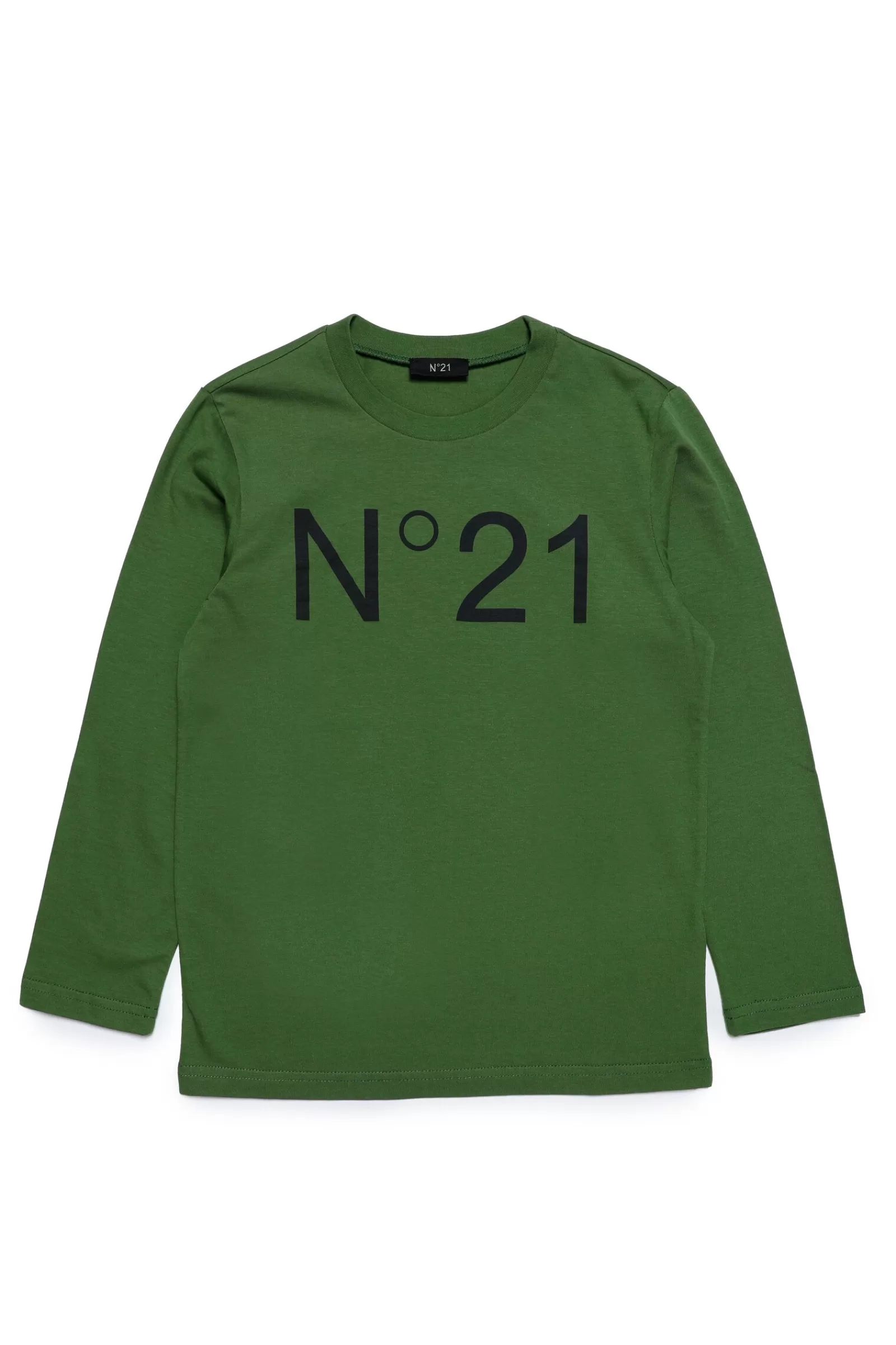 T-Shirt<N°21 T-Shirt Girocollo In Jersey Con Logo Verde Militare