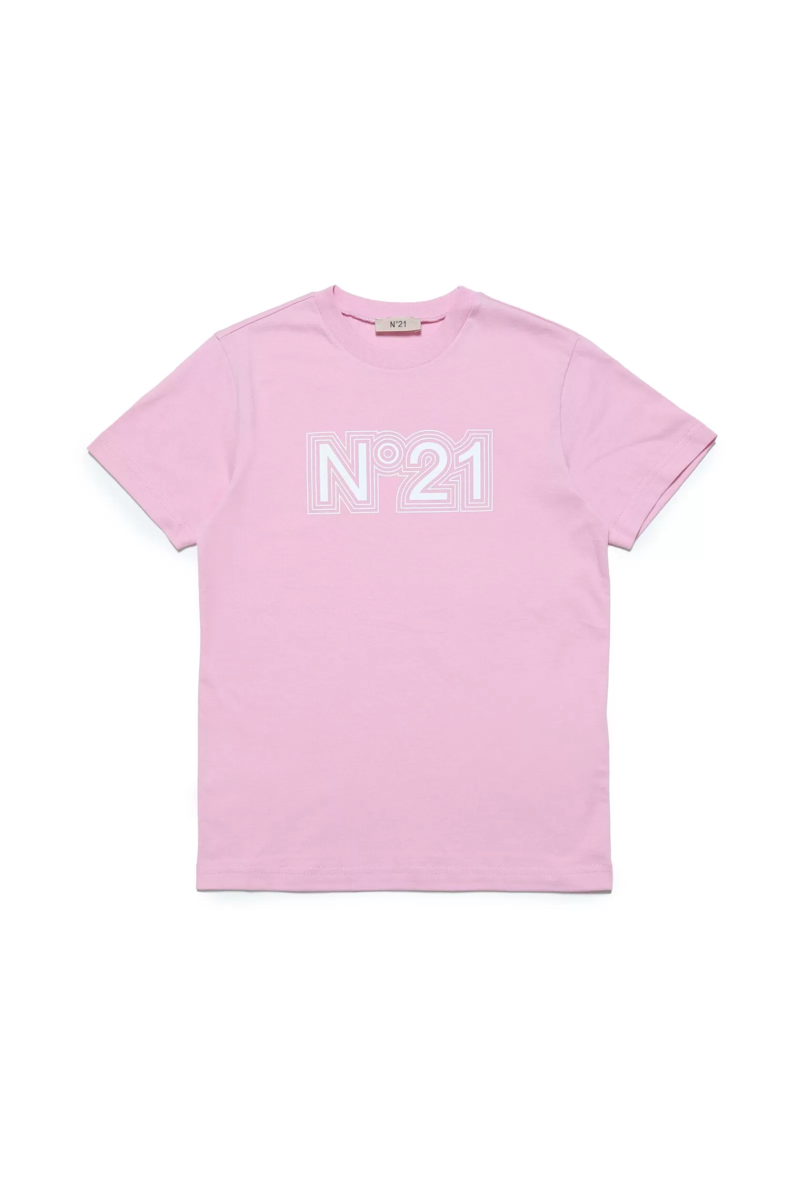 T-Shirt<N°21 T-Shirt Girocollo In Jersey Con Logo Rosa Caramella