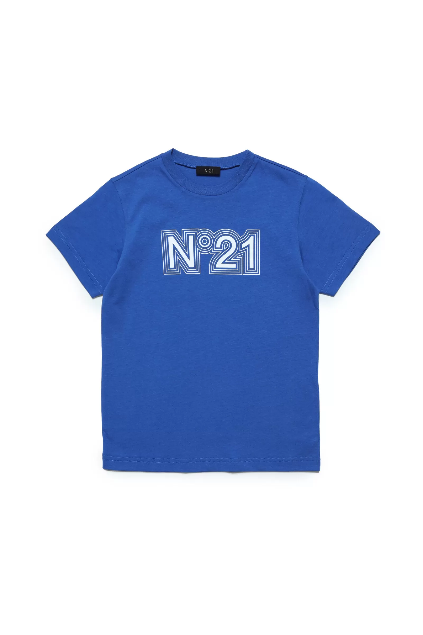 T-Shirt<N°21 T-Shirt Girocollo In Jersey Con Logo Blu Brillante