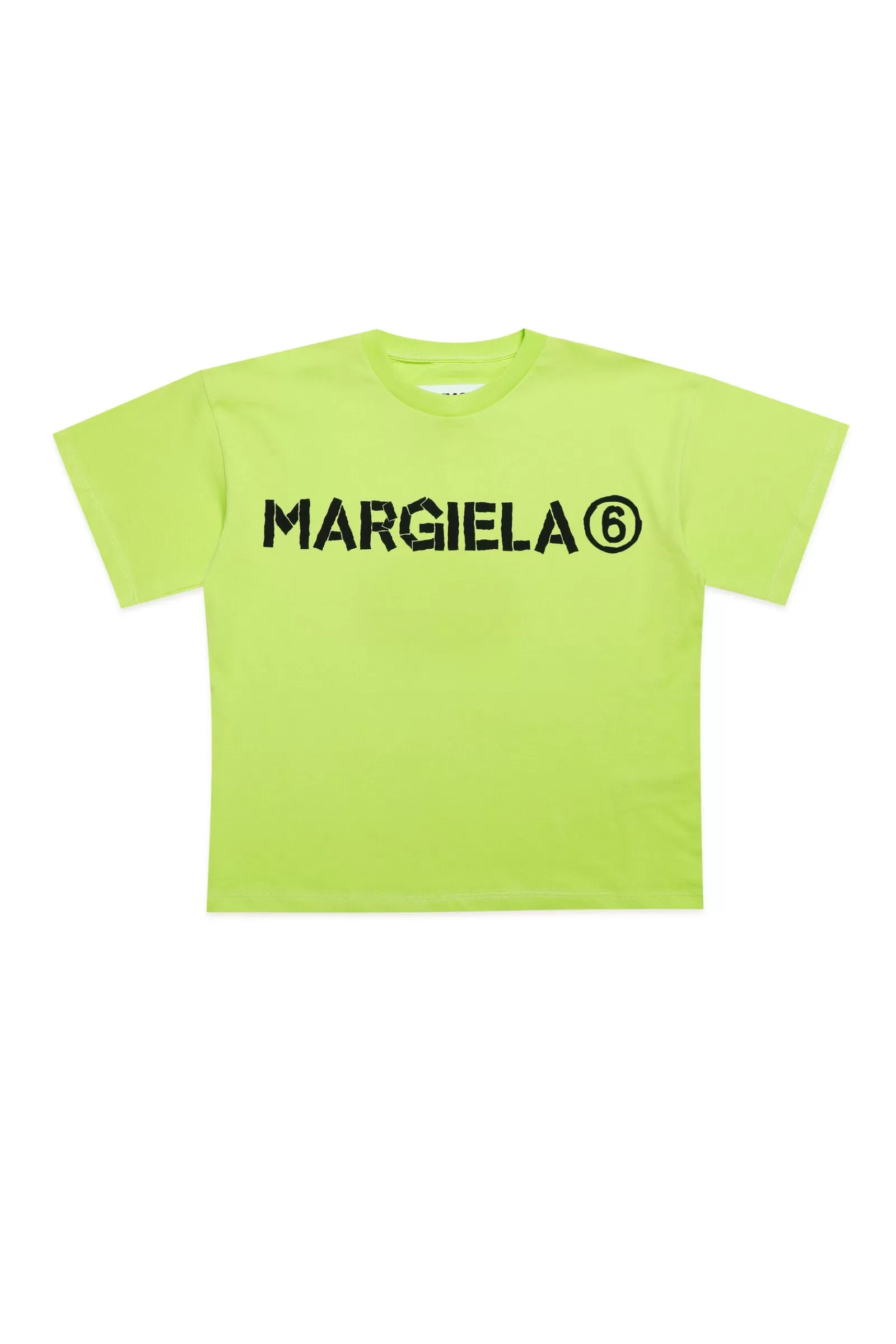 T-Shirt<MM6 MAISON MARGIELA T-Shirt Girocollo In Jersey Con Logo Verde Slime