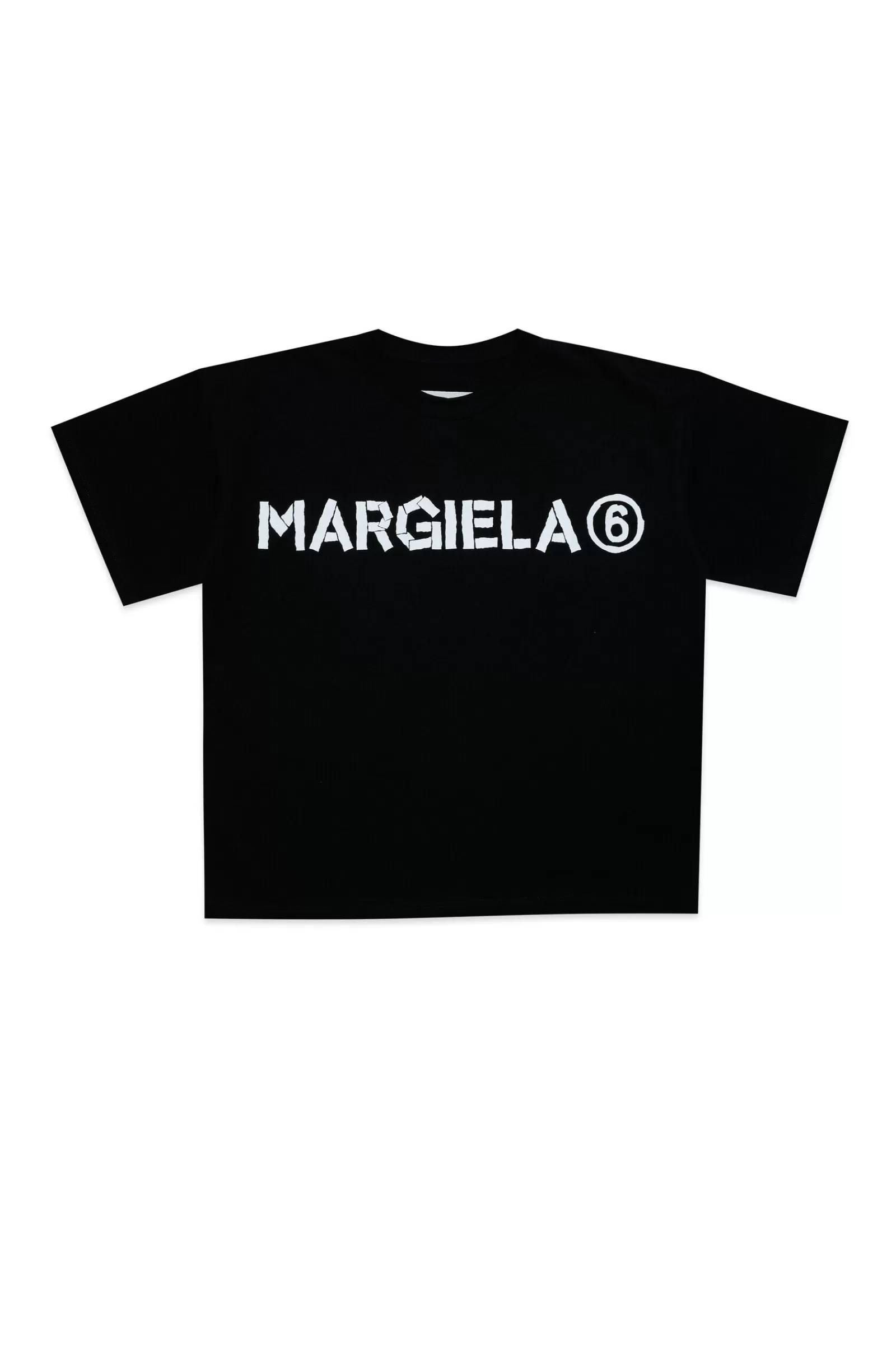 T-Shirt<MM6 MAISON MARGIELA T-Shirt Girocollo In Jersey Con Logo Nero Denim