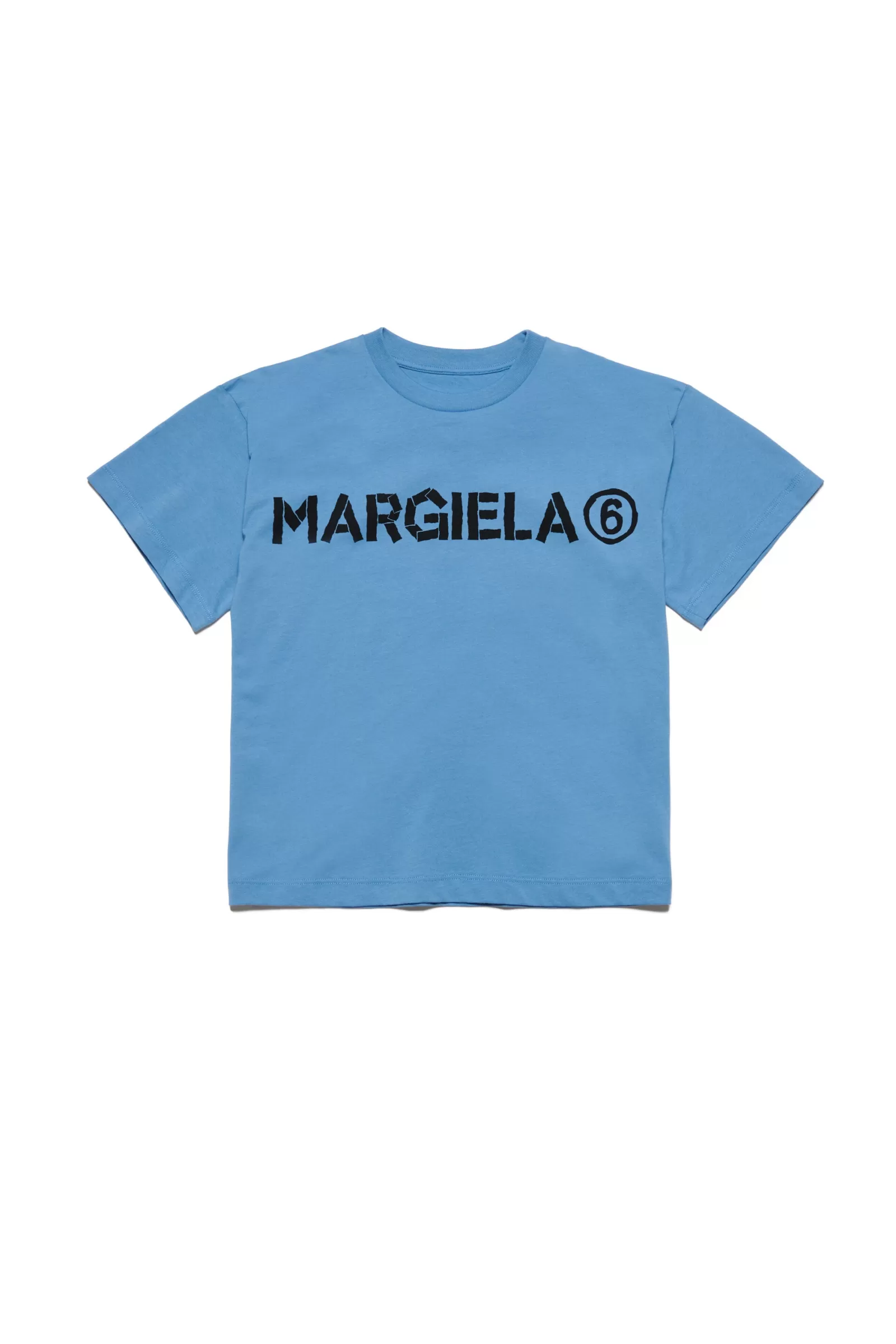 T-Shirt<MM6 MAISON MARGIELA T-Shirt Girocollo In Jersey Con Logo Blu Seventies