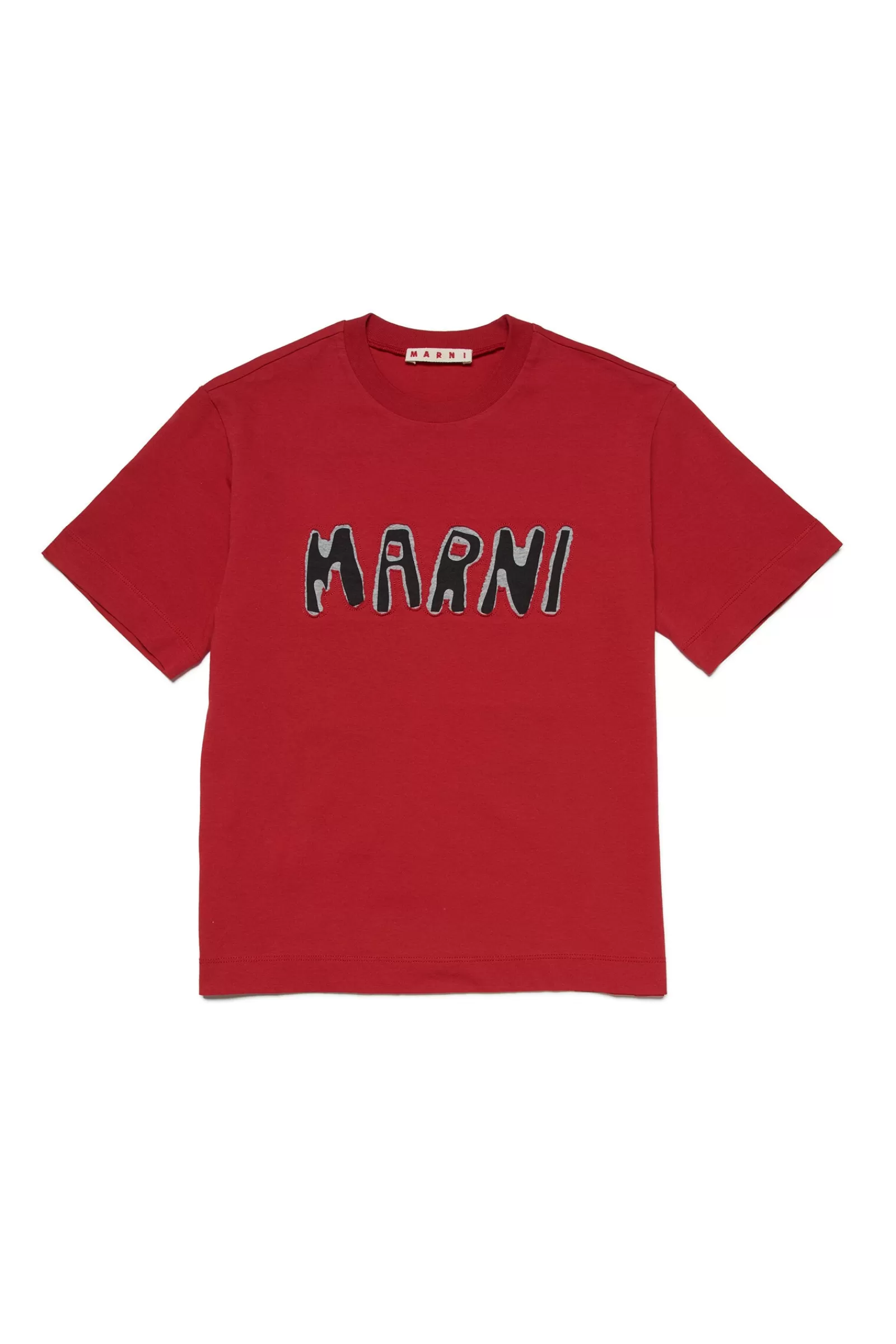 T-Shirt<MARNI T-Shirt Girocollo In Jersey Con Logo Rosso Cina