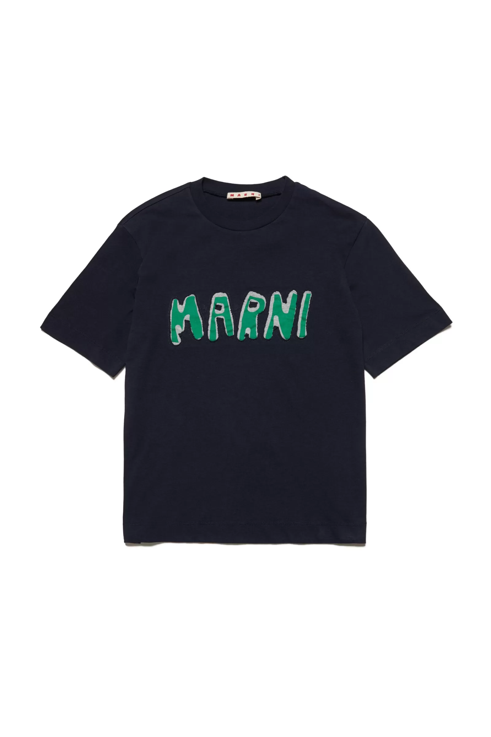 T-Shirt<MARNI T-Shirt Girocollo In Jersey Con Logo Blu Navy