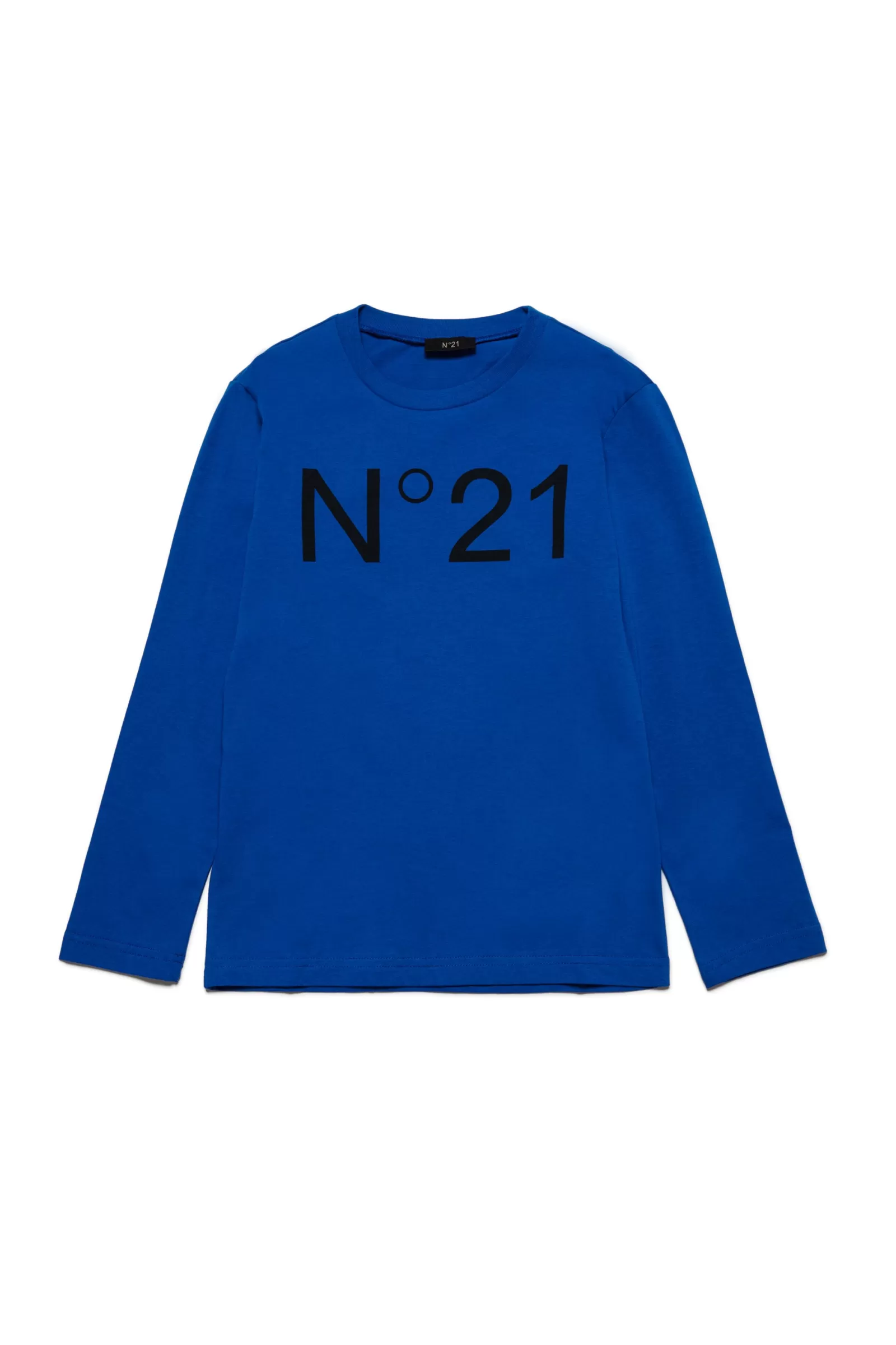 T-Shirt<N°21 T-Shirt Girocollo In Jersey Con Logo Blu Brillante