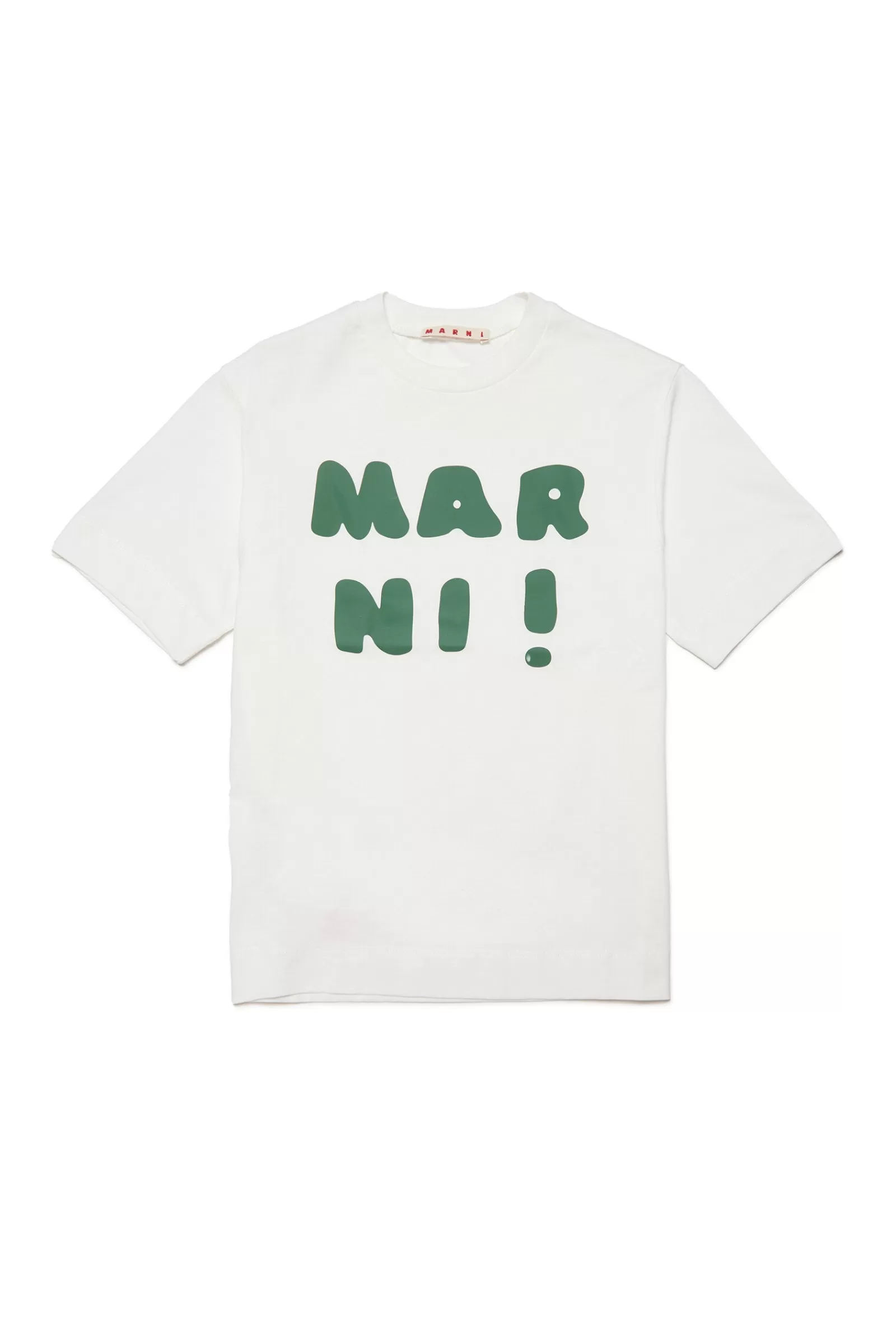 T-Shirt<MARNI T-Shirt Girocollo In Jersey Con Logo Bianco Sporco