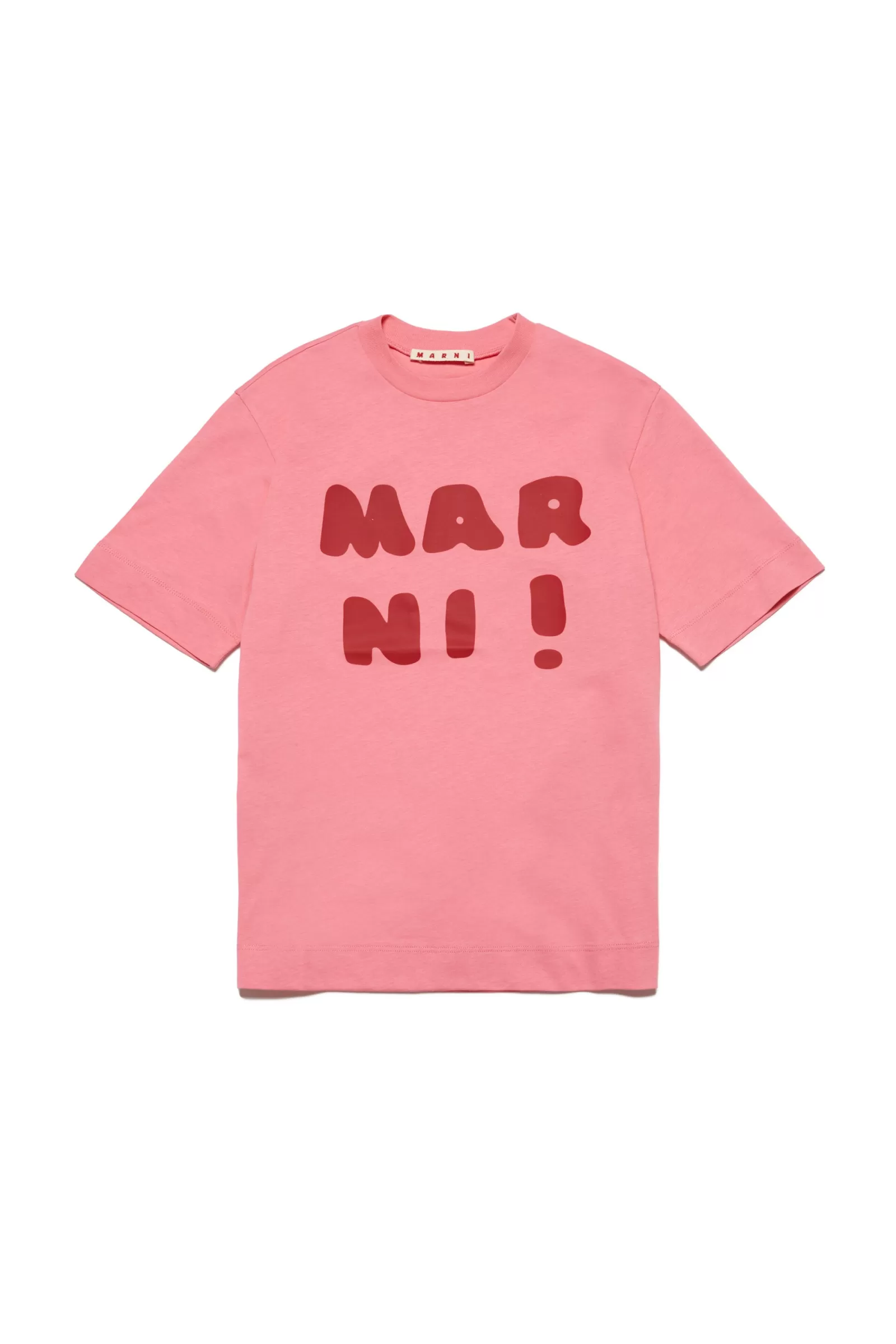 T-Shirt<MARNI T-Shirt Girocollo In Jersey Con Logo Rosa Caramella