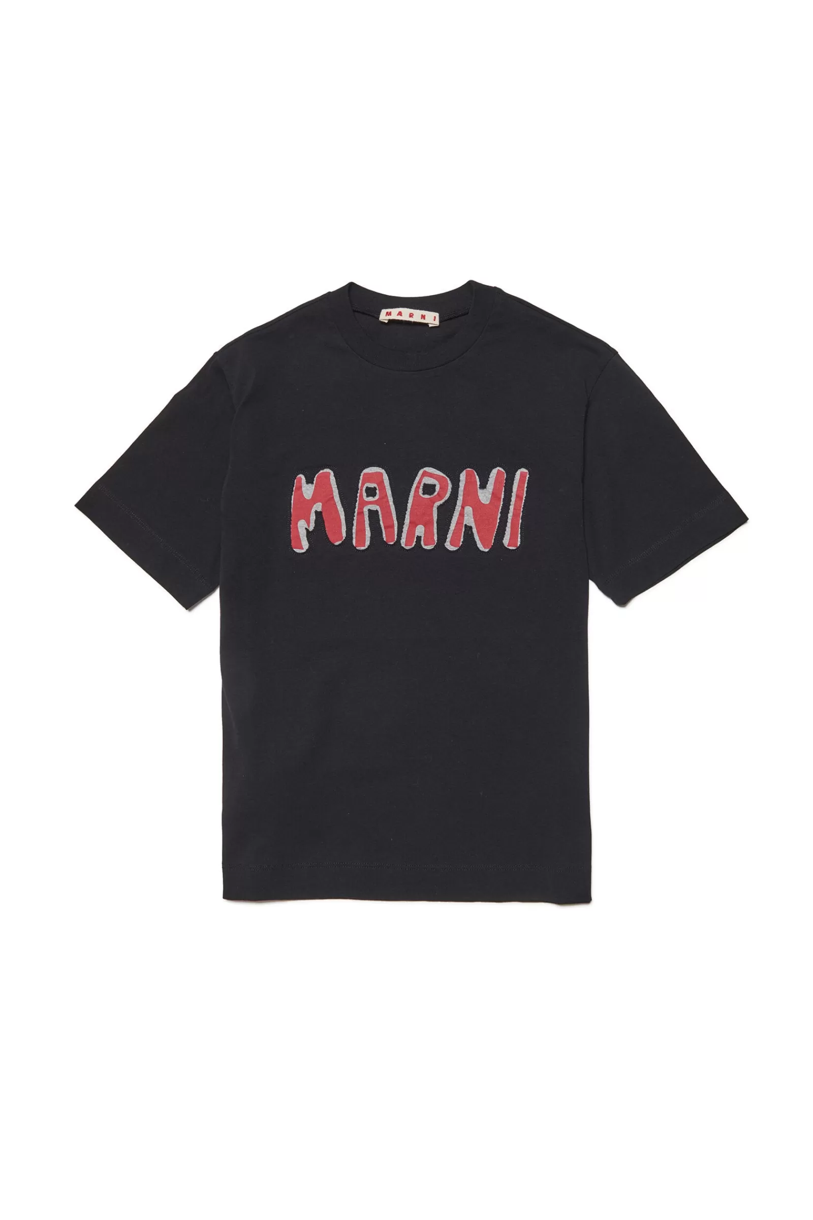 T-Shirt<MARNI T-Shirt Girocollo In Jersey Con Logo Nero Denim