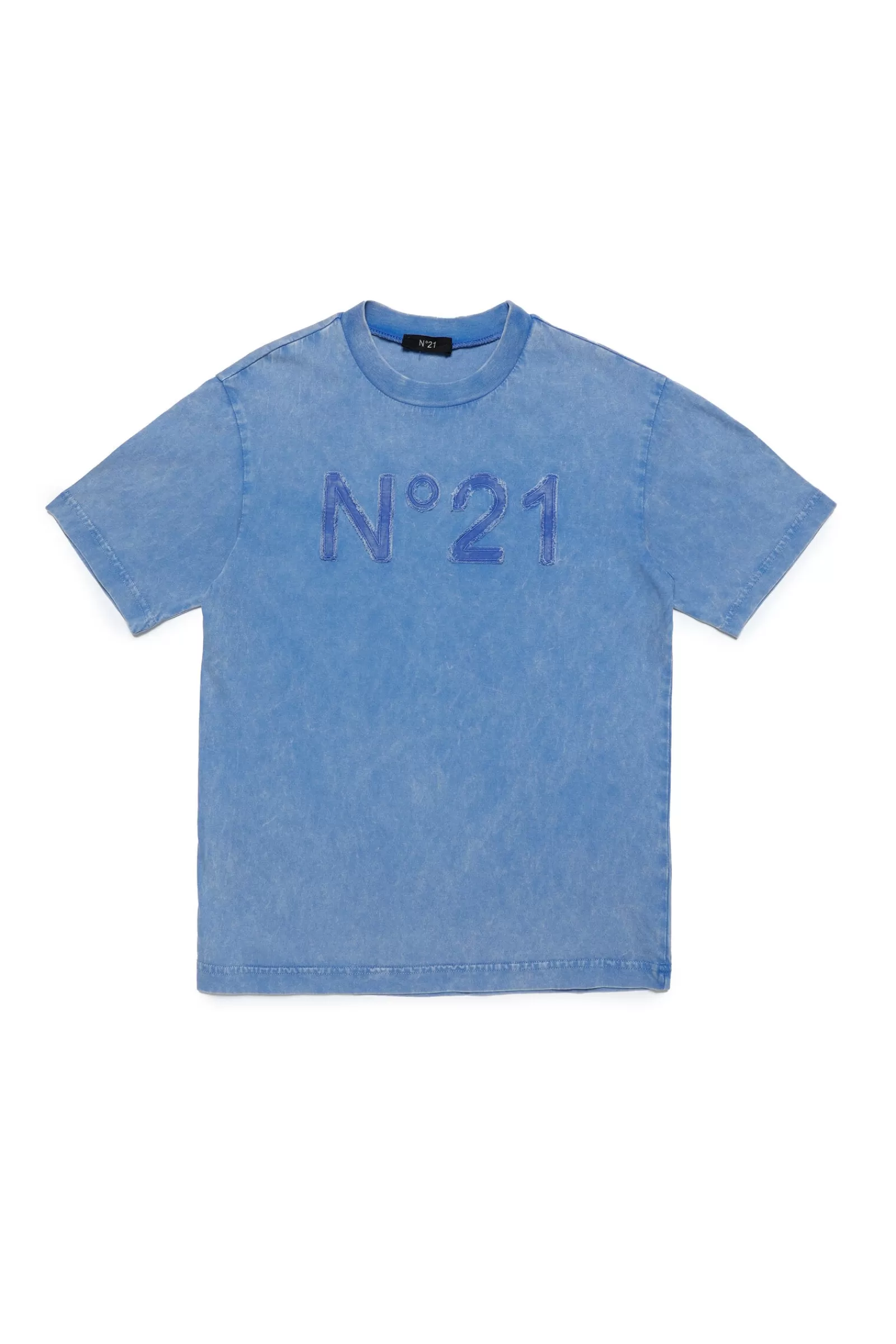 T-Shirt<N°21 T-Shirt Girocollo In Jersey Con Logo Blu Brillante