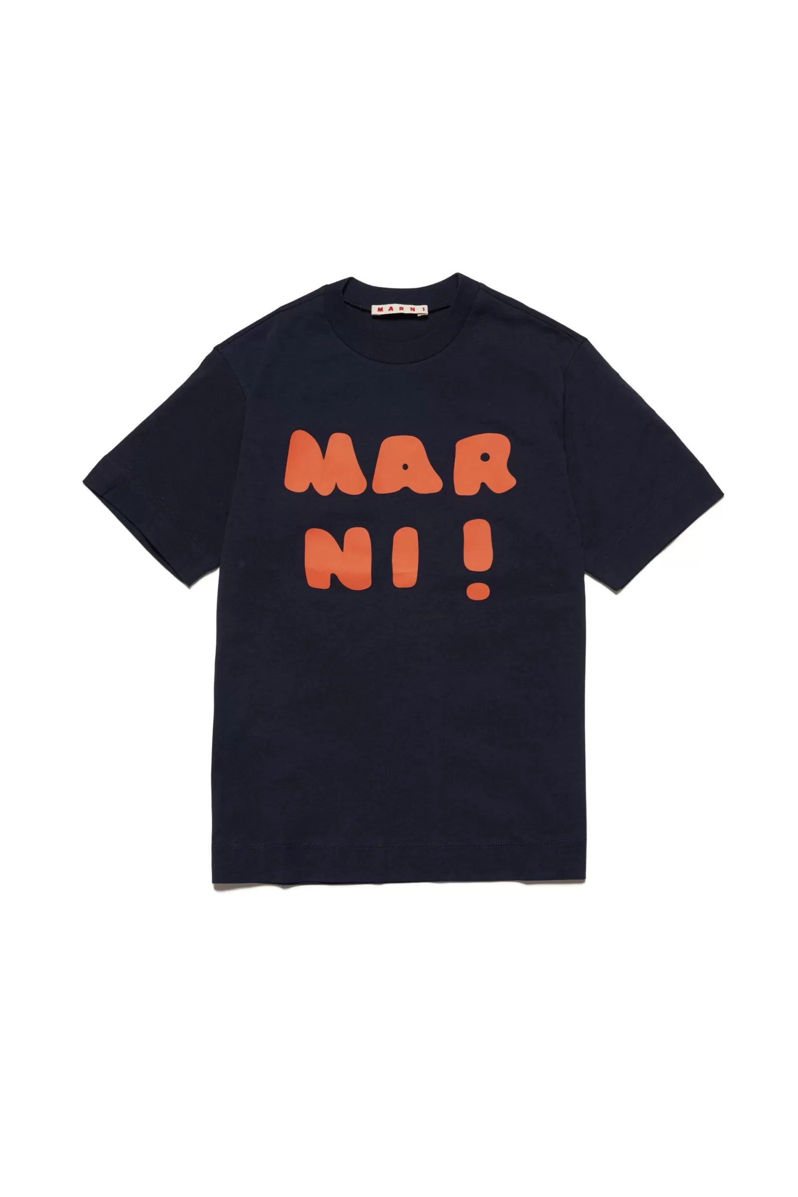 T-Shirt<MARNI T-Shirt Girocollo In Jersey Con Logo Blu Navy