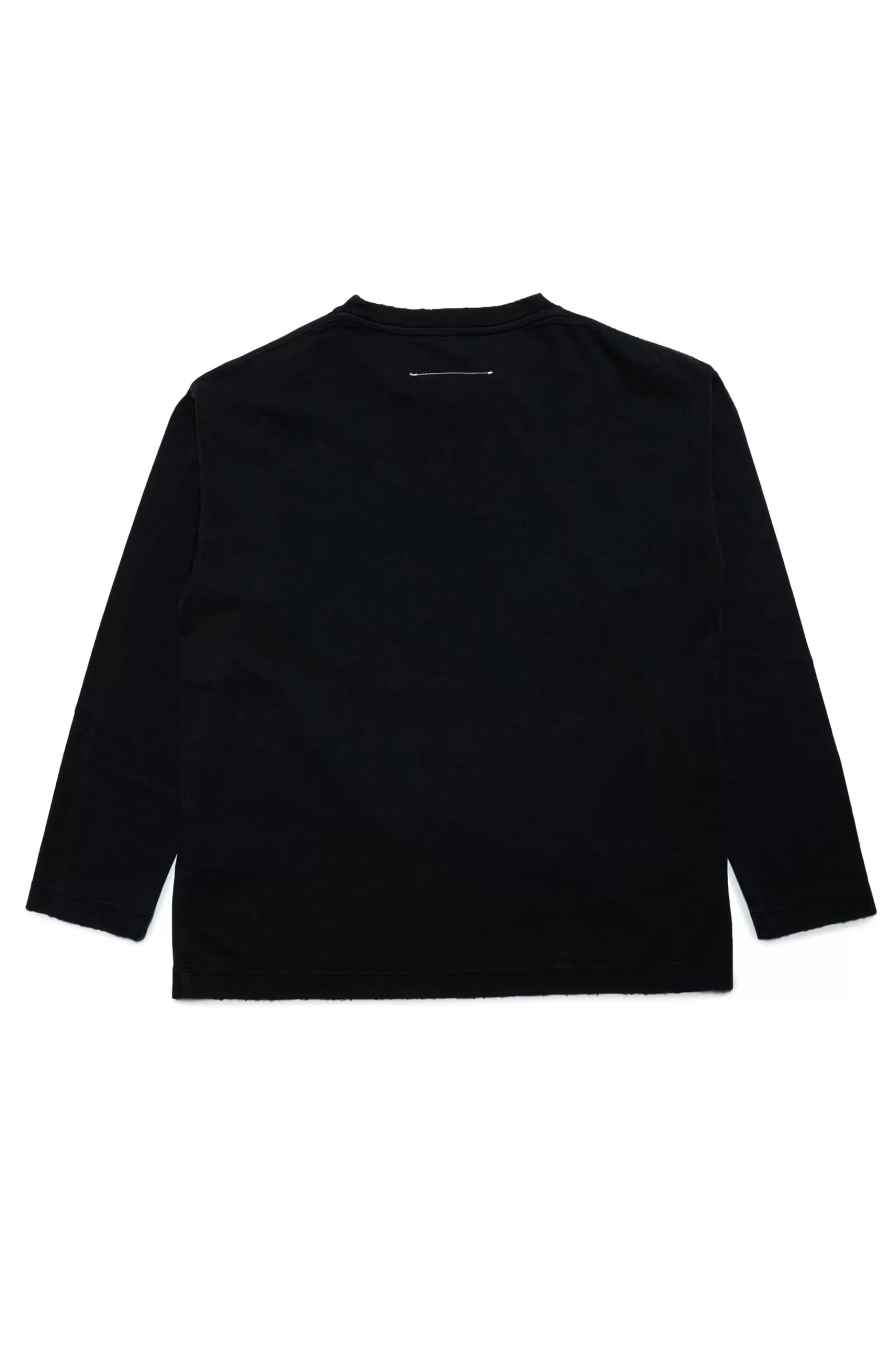 T-Shirt<MM6 MAISON MARGIELA T-Shirt Girocollo In Jersey Con Logo Nero Denim