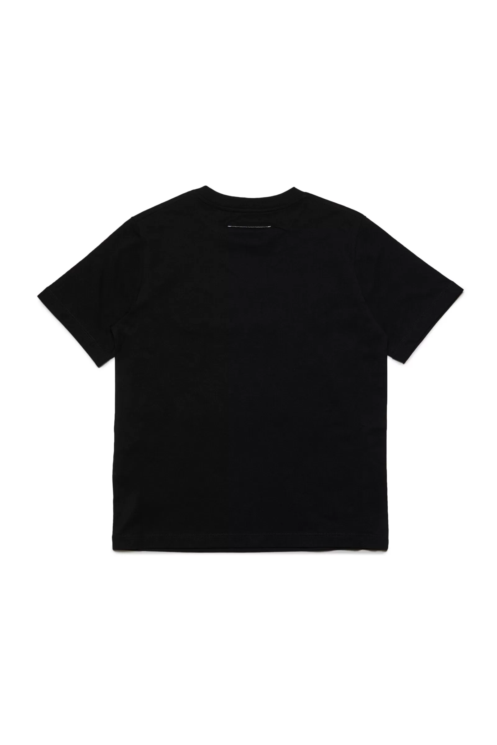 T-Shirt<MM6 MAISON MARGIELA T-Shirt Girocollo In Jersey Con Logo Borchiato Nero Denim