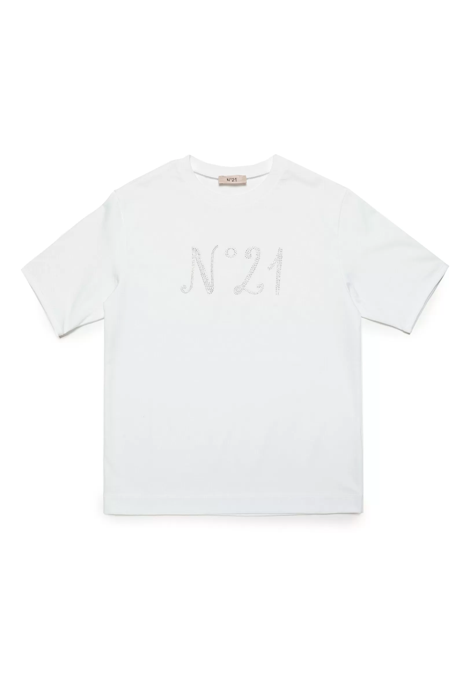 T-Shirt<N°21 T-Shirt Girocollo In Jersey Con Logo Di Cristalli Bianco