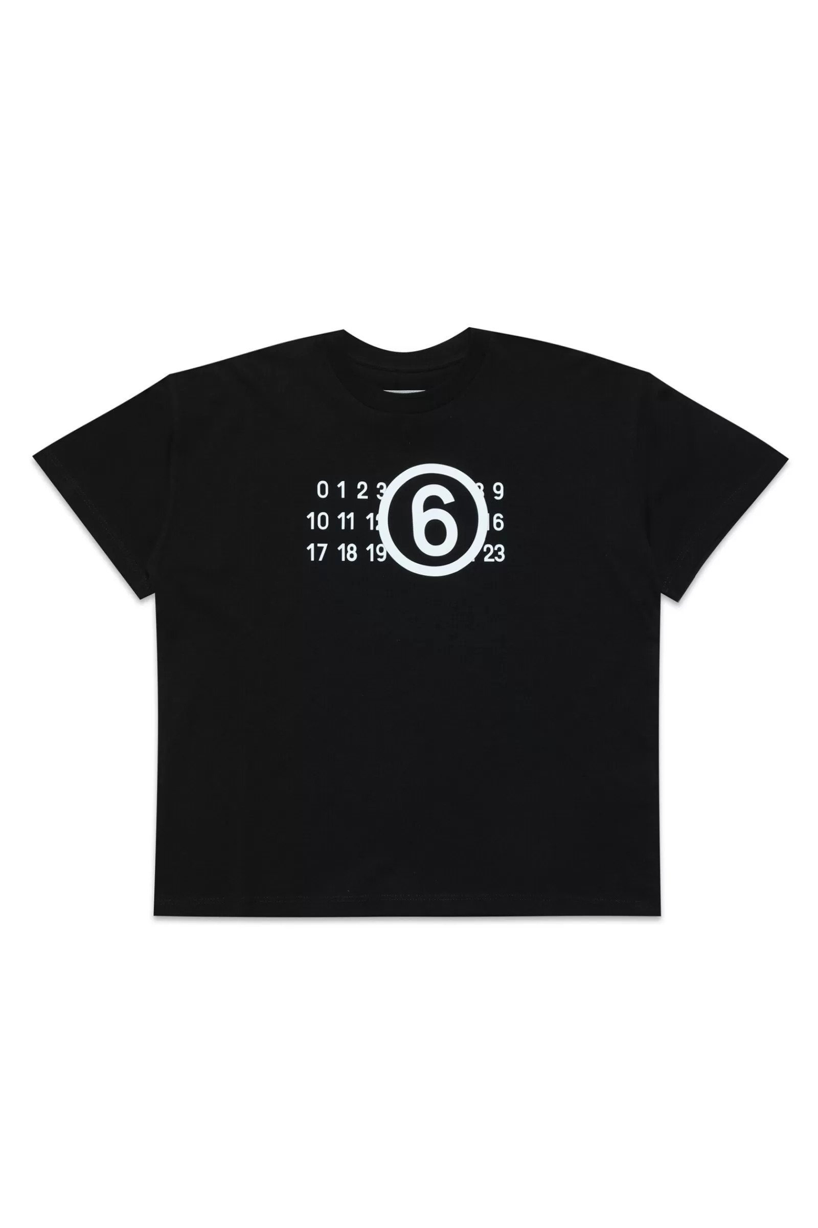 T-Shirt<MM6 MAISON MARGIELA T-Shirt Girocollo In Jersey Con Logo Gommato Nero Denim