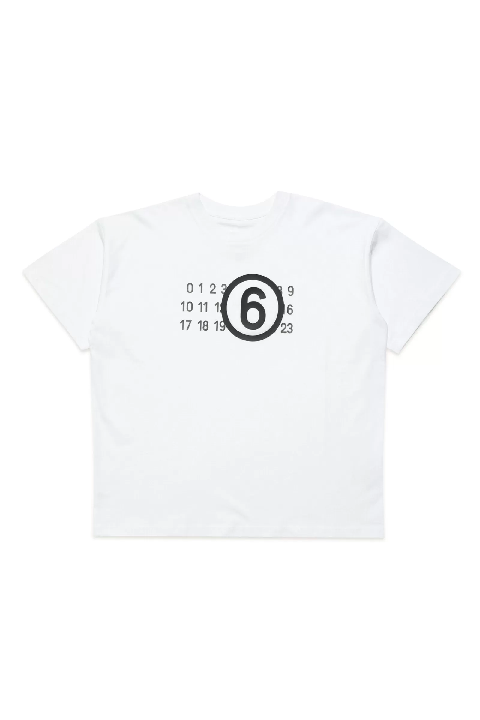 T-Shirt<MM6 MAISON MARGIELA T-Shirt Girocollo In Jersey Con Logo Gommato Bianco