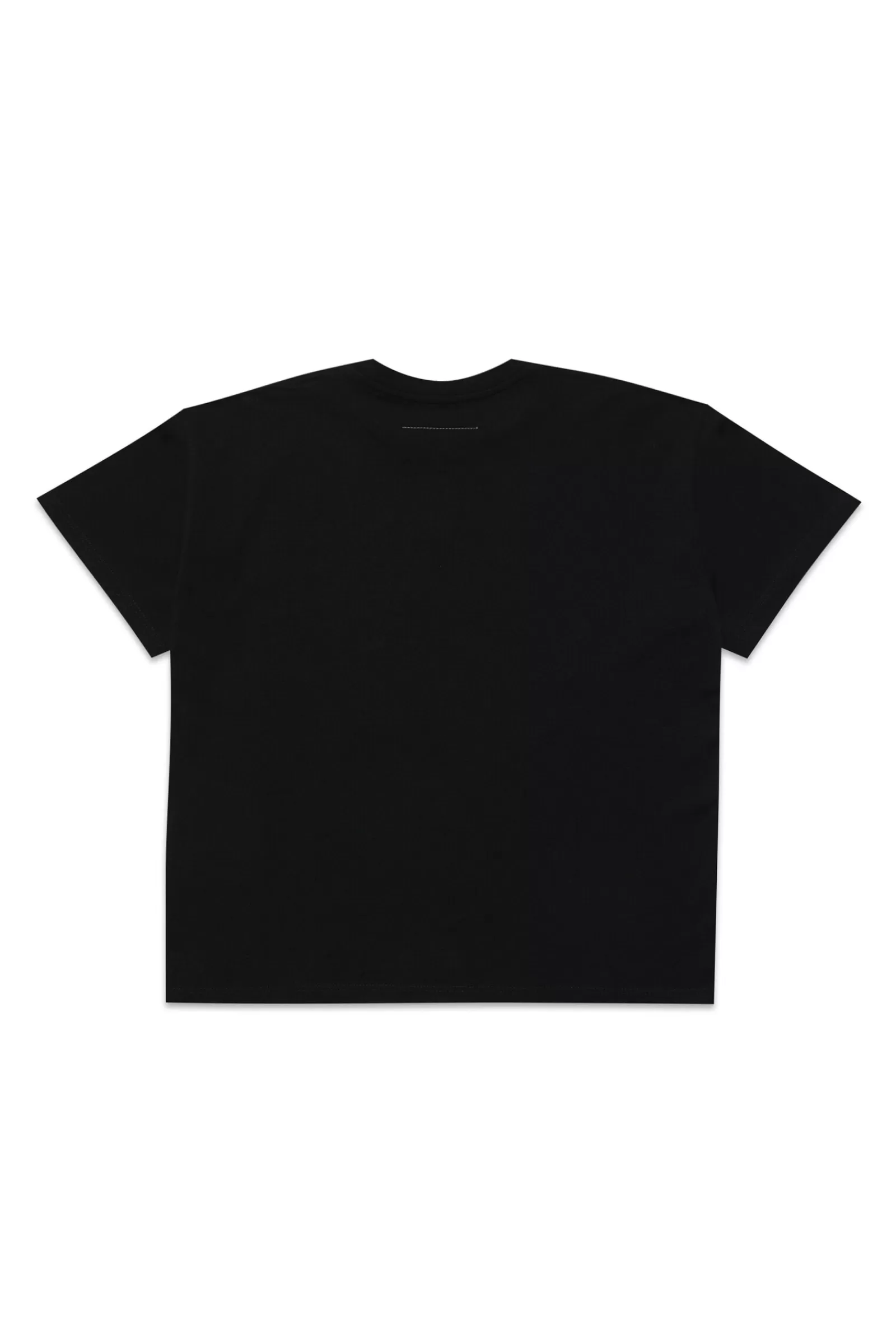 T-Shirt<MM6 MAISON MARGIELA T-Shirt Girocollo In Jersey Con Logo Gommato Nero Denim