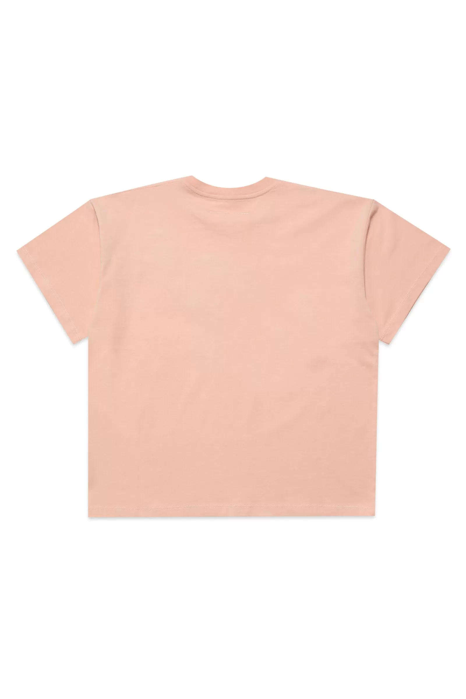 T-Shirt<MM6 MAISON MARGIELA T-Shirt Girocollo In Jersey Con Logo Gommato Rosa Pesca