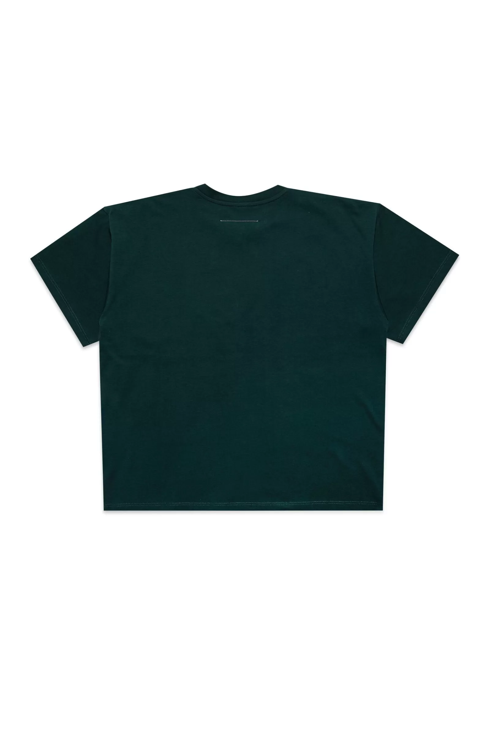 T-Shirt<MM6 MAISON MARGIELA T-Shirt Girocollo In Jersey Con Logo Gommato Verde Foresta