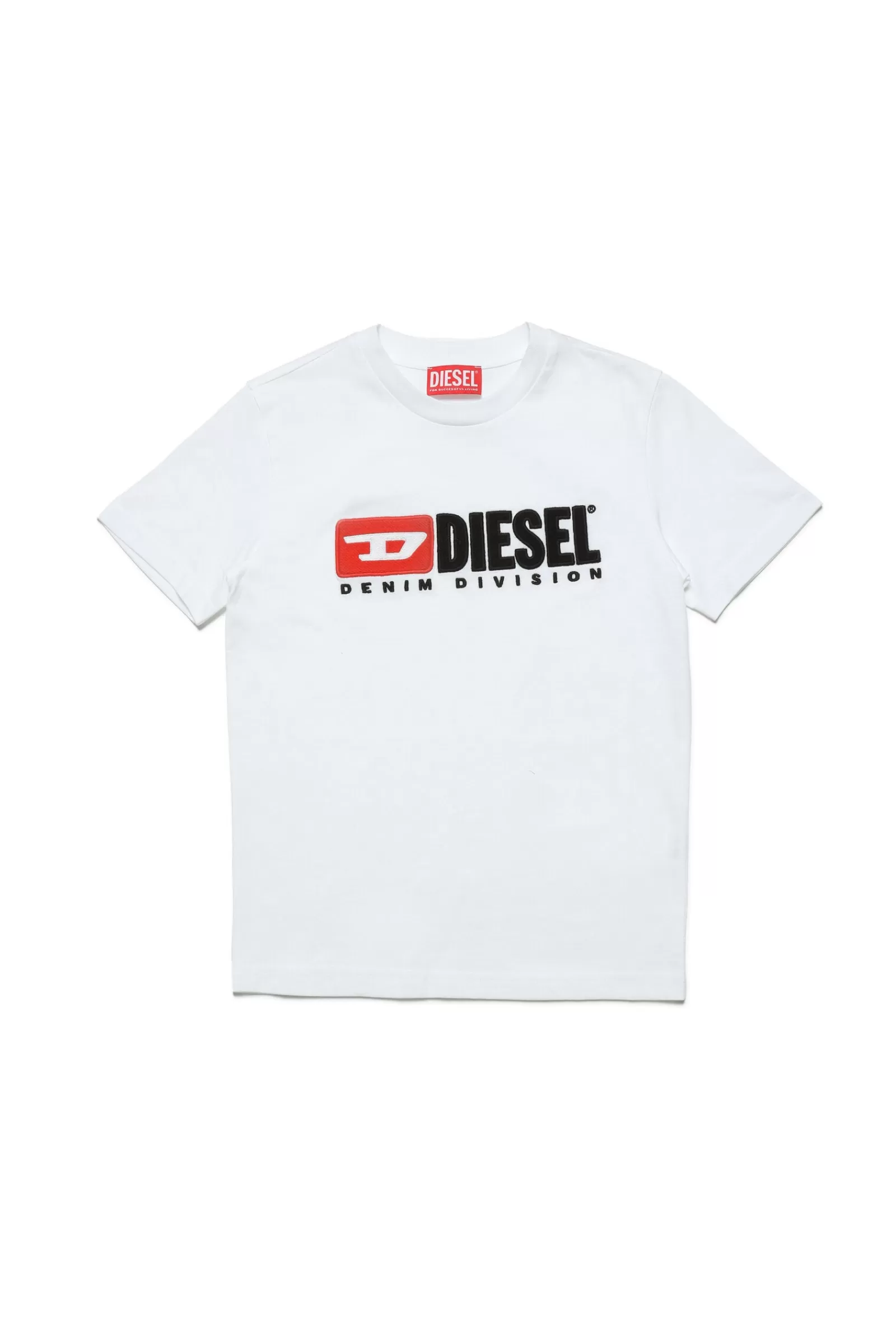 T-Shirt<DIESEL T-Shirt Girocollo In Jersey Con Logo Ricamato Bianco