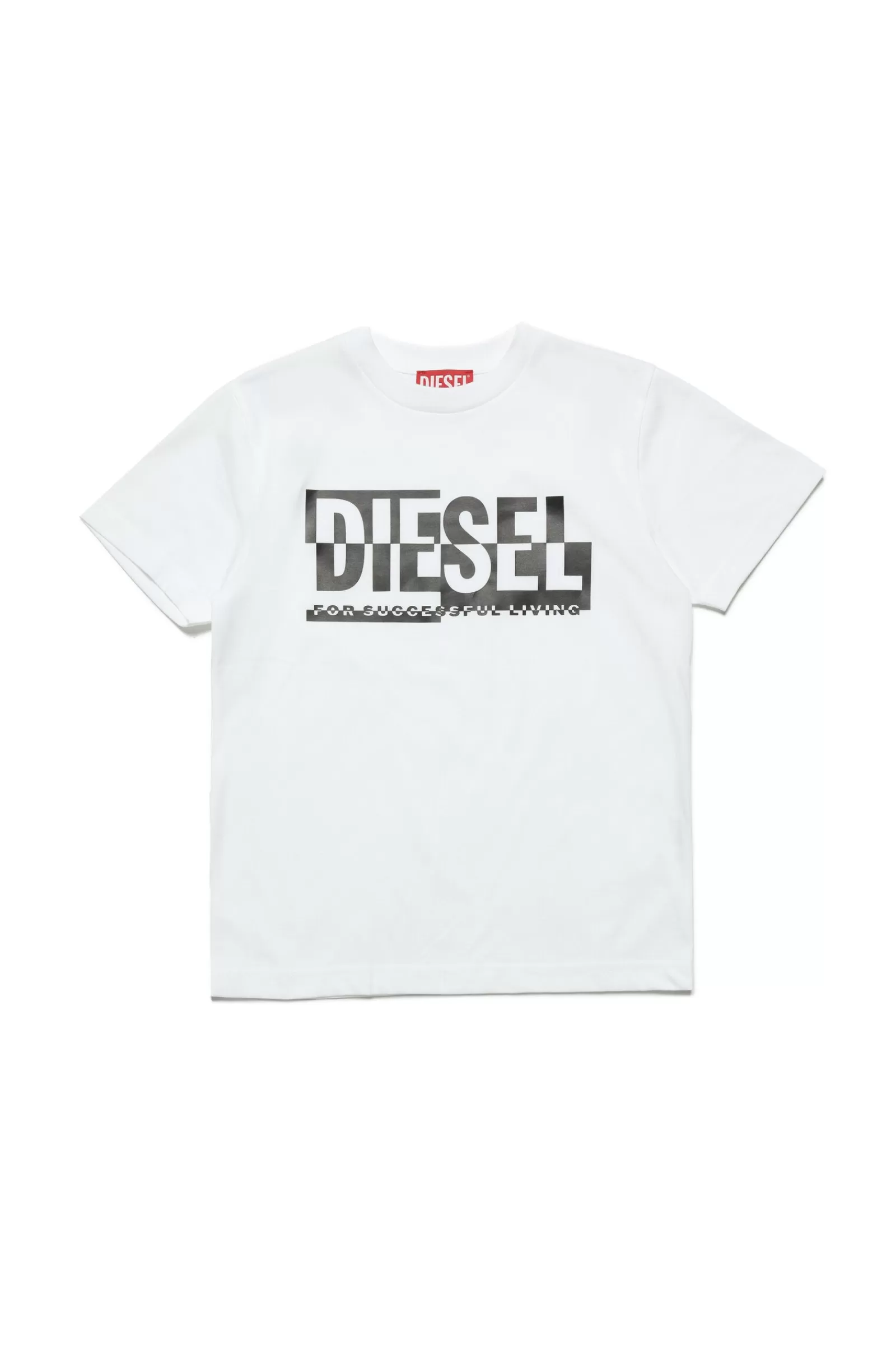 T-Shirt<DIESEL T-Shirt Girocollo In Jersey Con Logo Sezionato Bianco