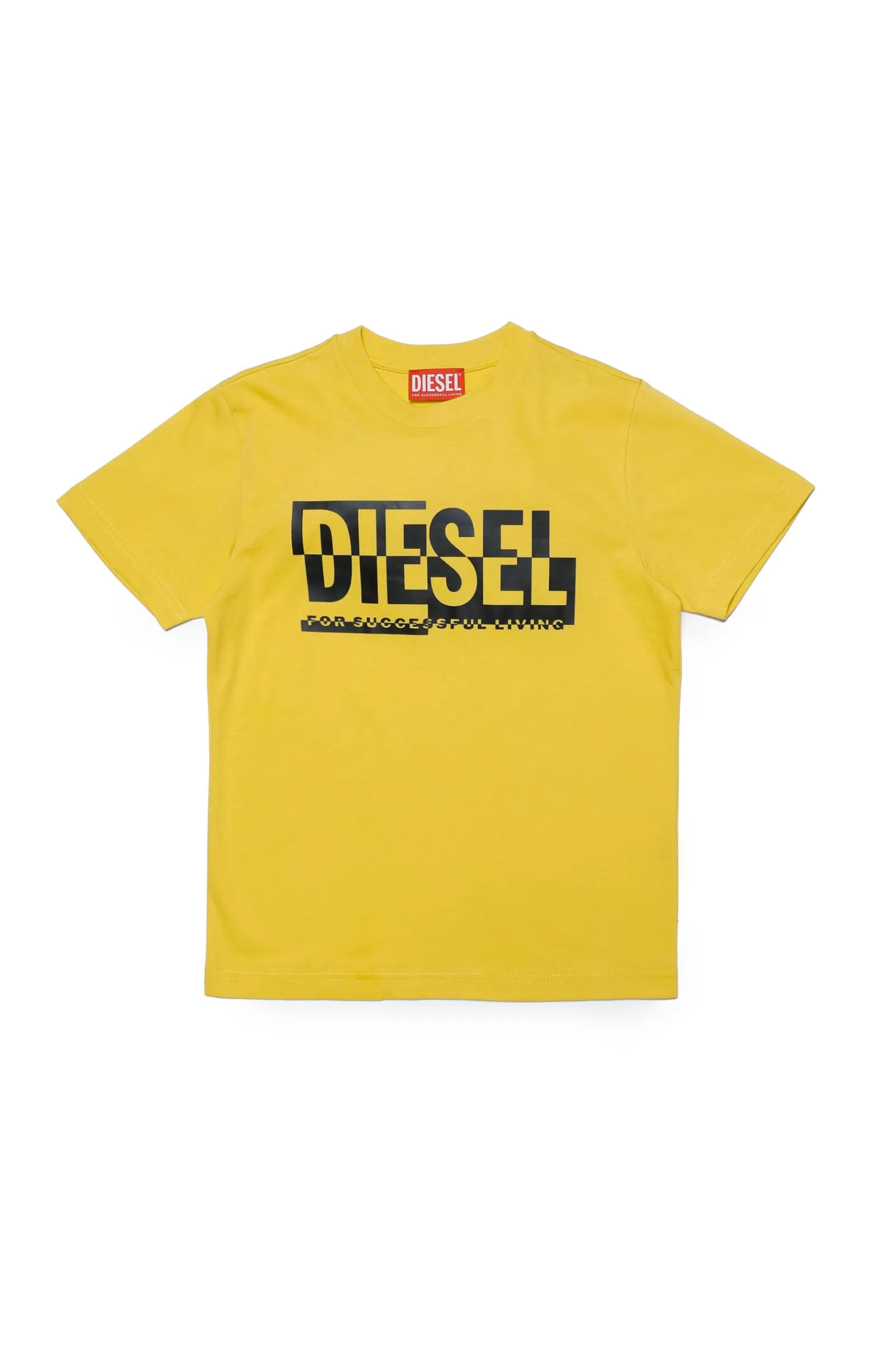 T-Shirt<DIESEL T-Shirt Girocollo In Jersey Con Logo Sezionato Giallo Intenso