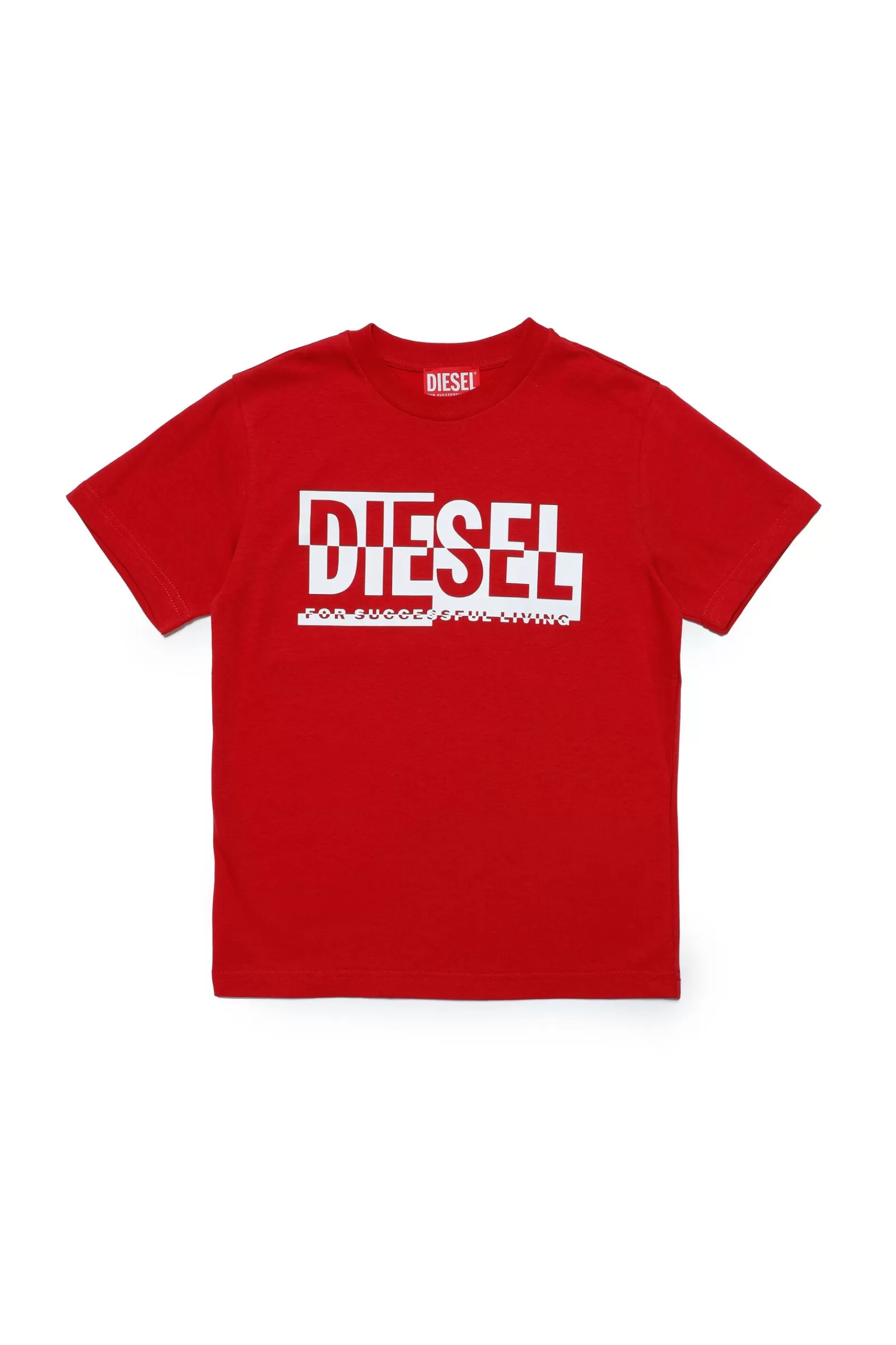 T-Shirt<DIESEL T-Shirt Girocollo In Jersey Con Logo Sezionato Rosso