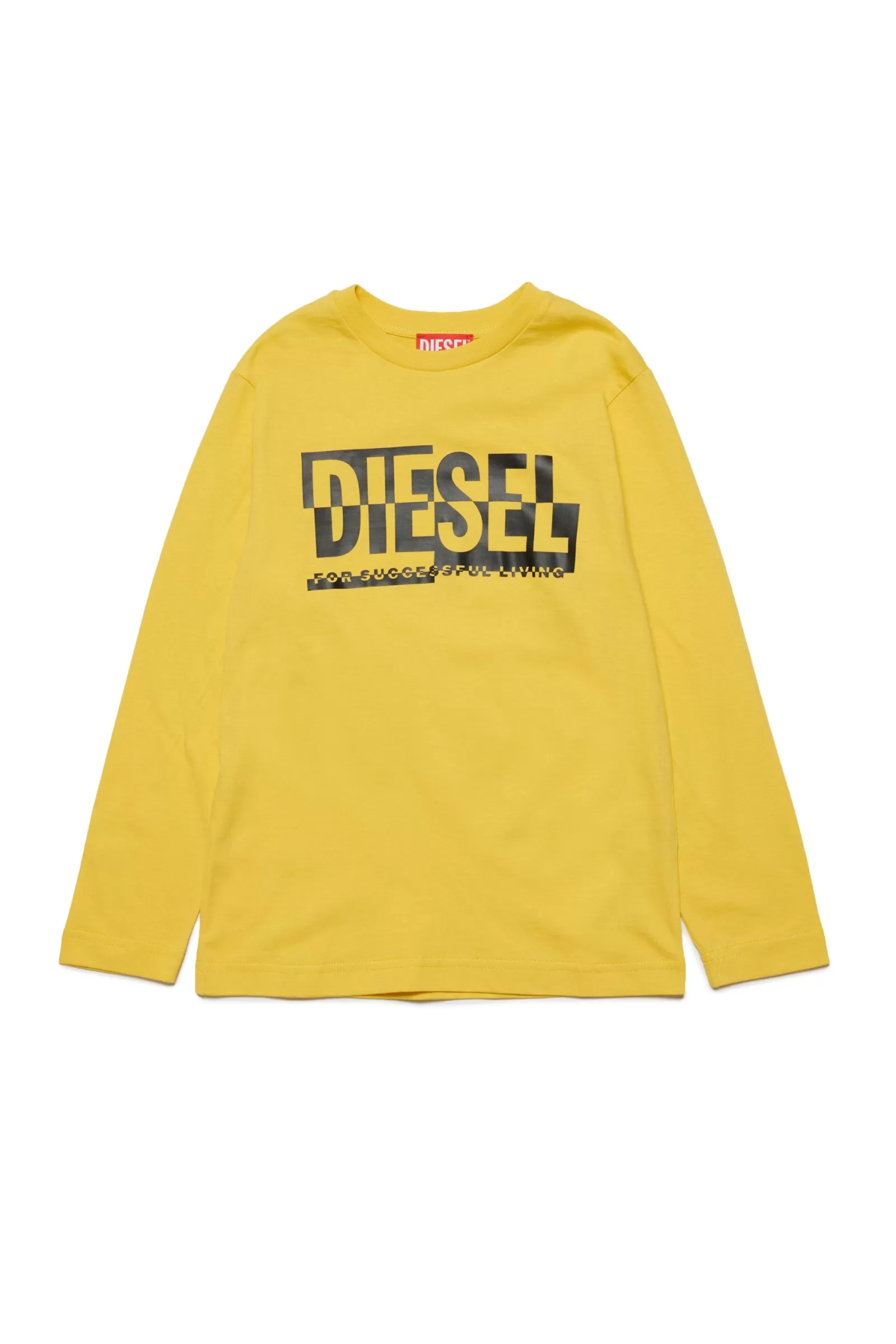 T-Shirt<DIESEL T-Shirt Girocollo In Jersey Con Logo Sezionato Giallo Intenso