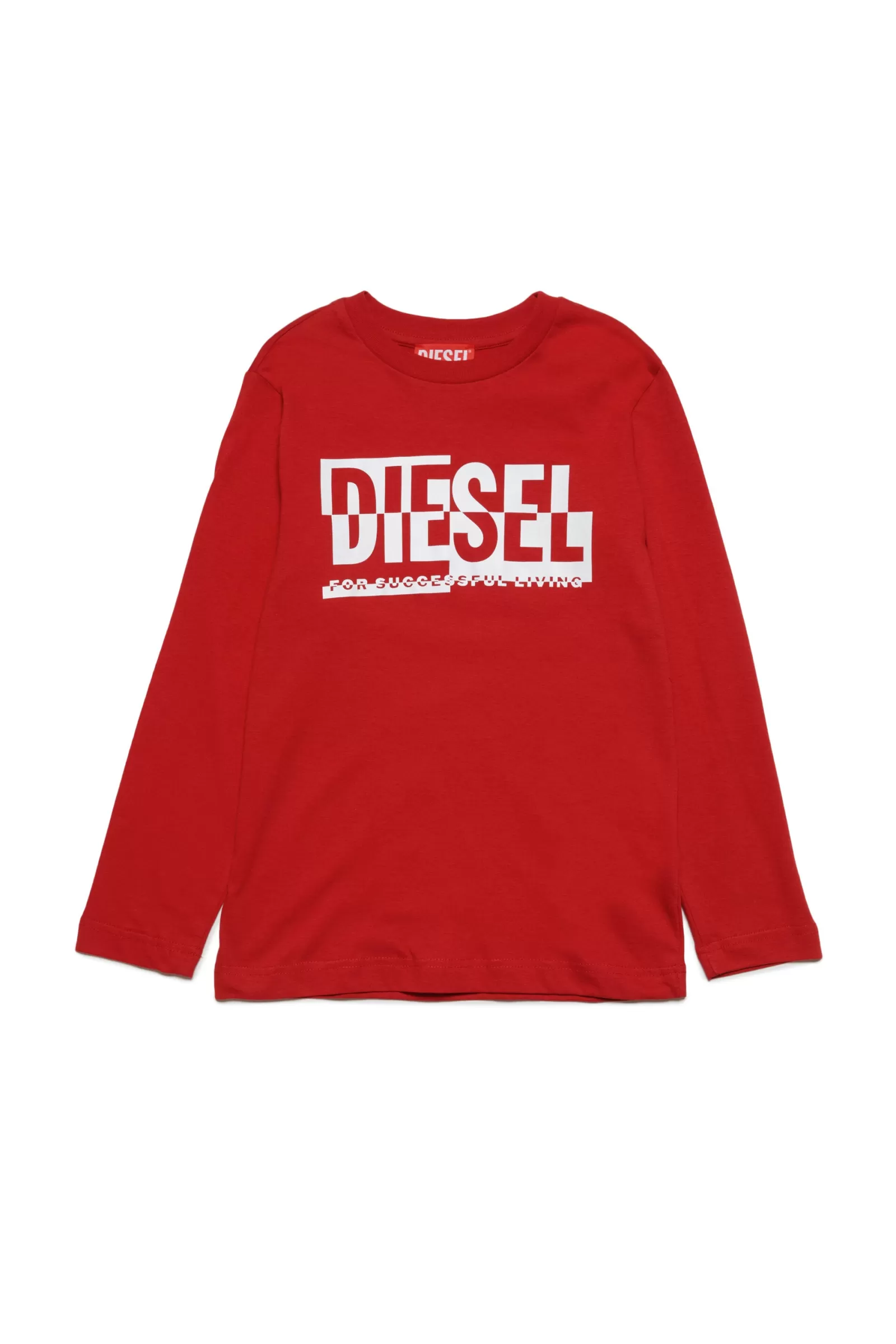 T-Shirt<DIESEL T-Shirt Girocollo In Jersey Con Logo Sezionato Rosso