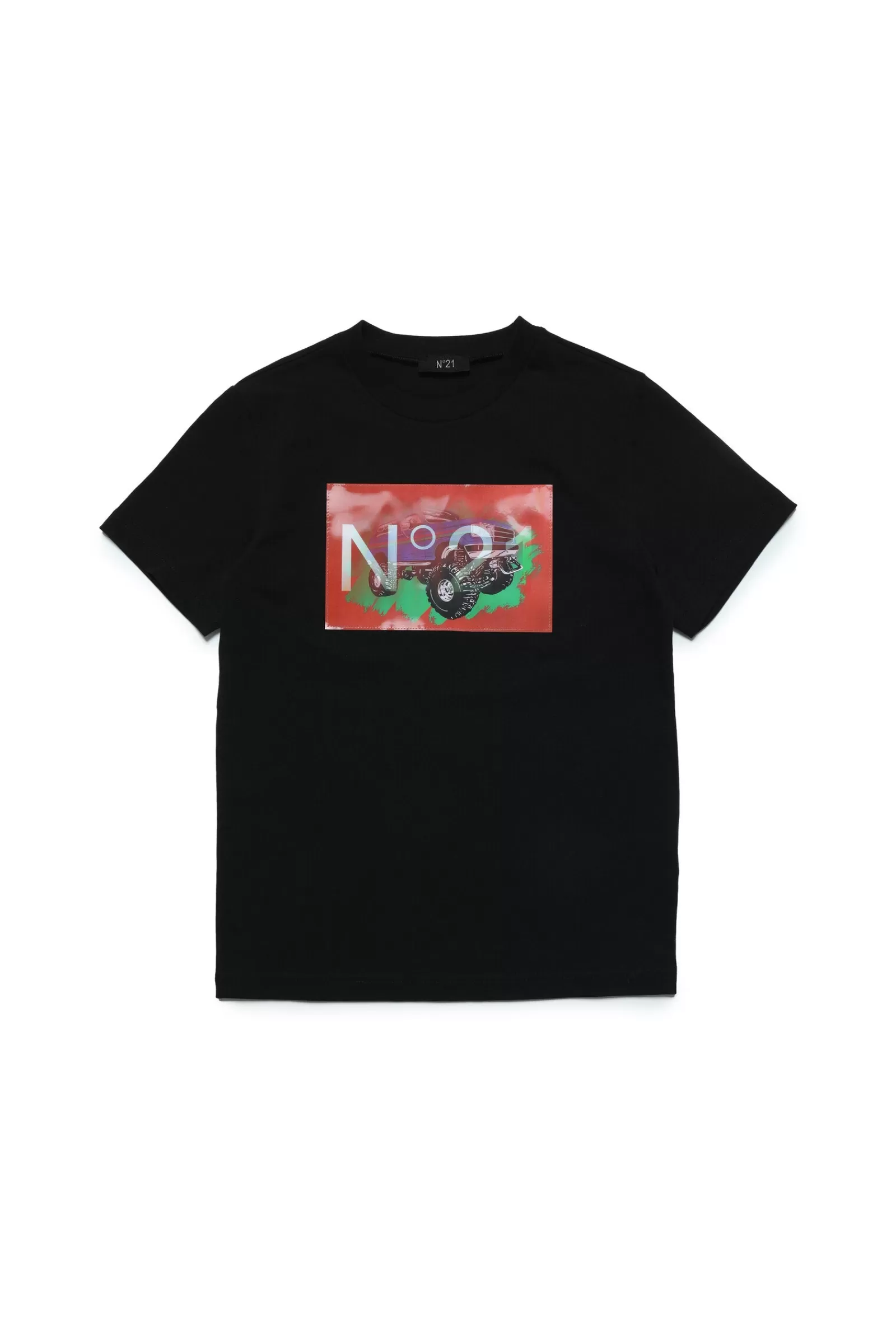 T-Shirt<N°21 T-Shirt Girocollo In Jersey Con Patch Off-Road Nero Denim