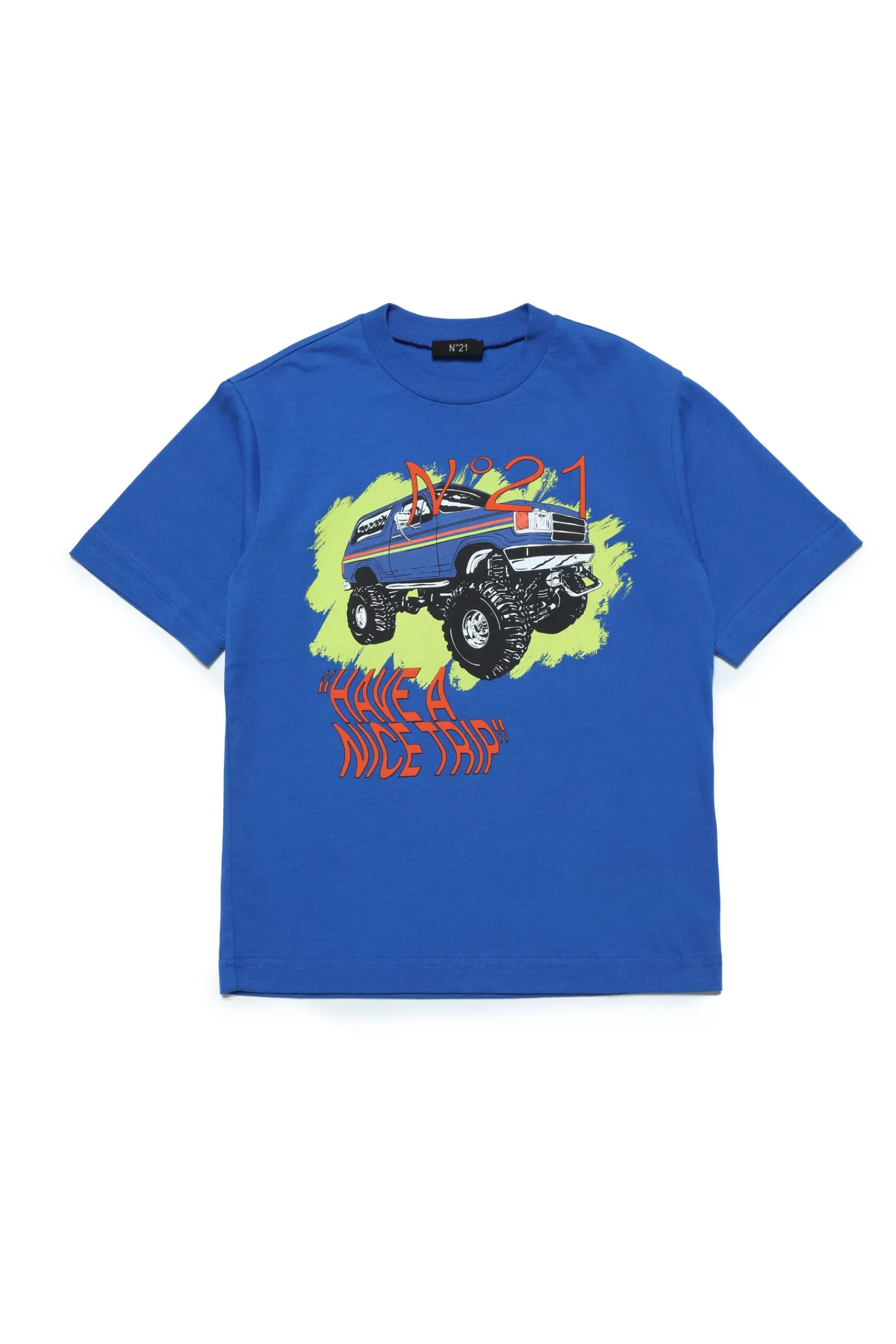 T-Shirt<N°21 T-Shirt Girocollo In Jersey Con Stampa Off-Road Blu Brillante