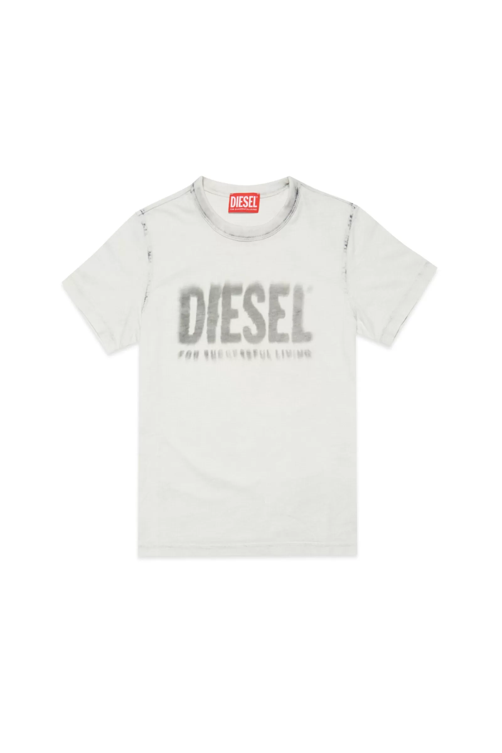 T-Shirt<DIESEL T-Shirt Grigia In Cotone Con Logo Effetto Sbiadito Grigio Chiaro