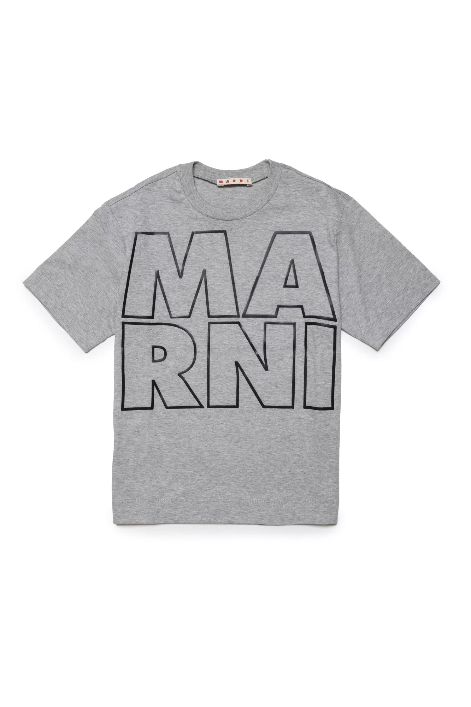 T-Shirt<MARNI T-Shirt Grigia In Jersey Con Logo Displaced Grigio Inox Melange