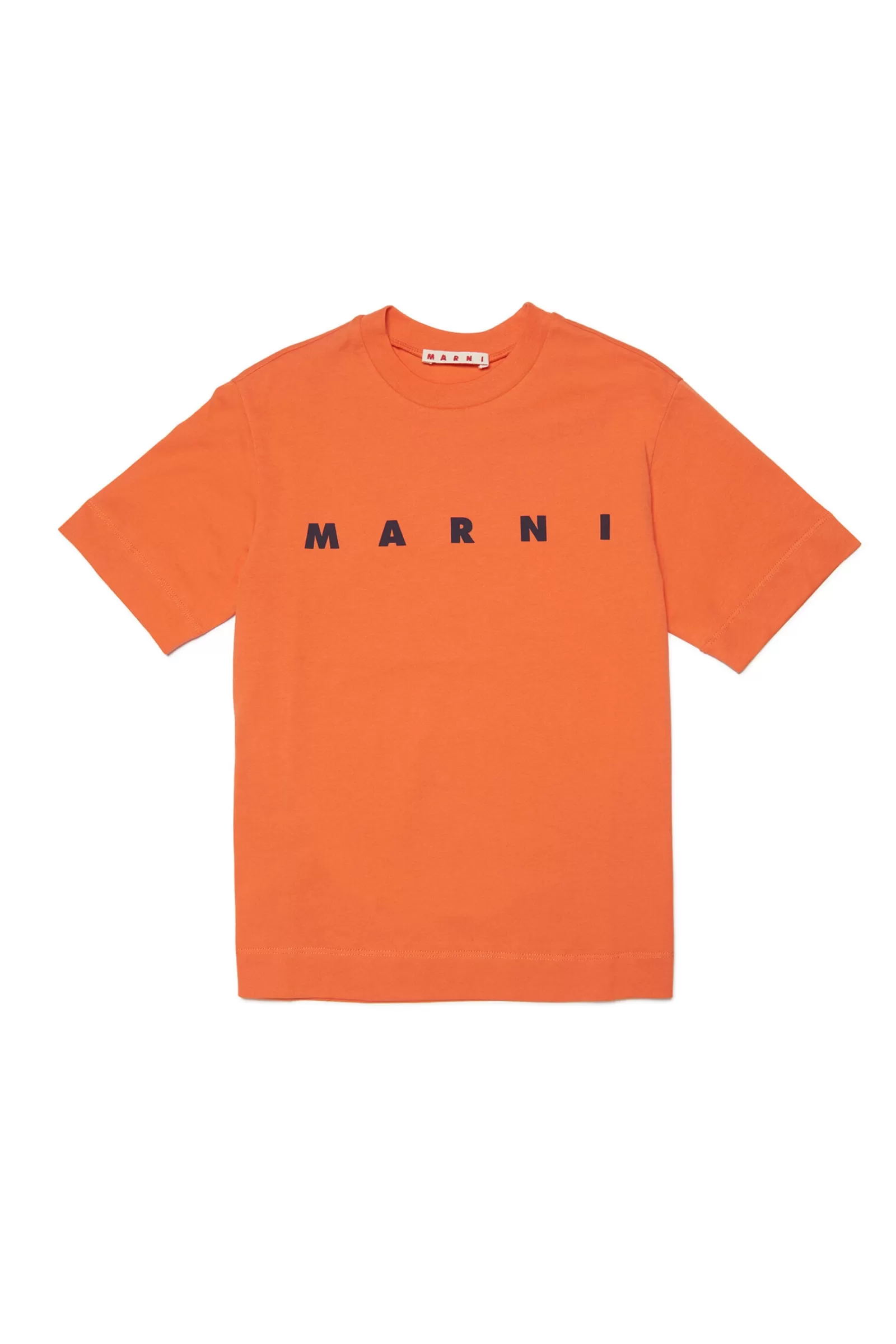 T-Shirt<MARNI T-Shirt In Jersey Con Logo Arancione Tigre