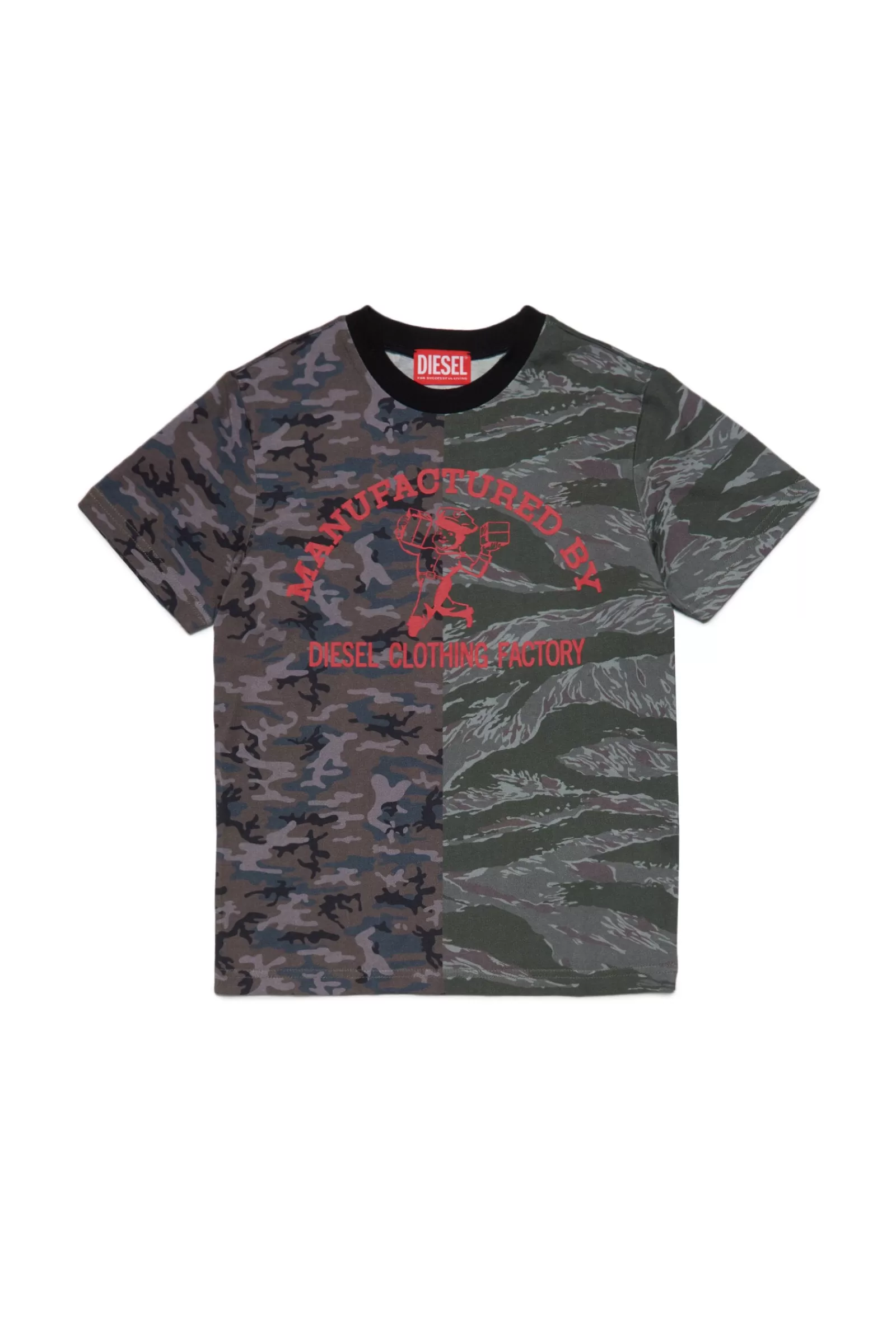 T-Shirt<DIESEL T-Shirt In Jersey Con Mix Camouflage Oliva Polvere