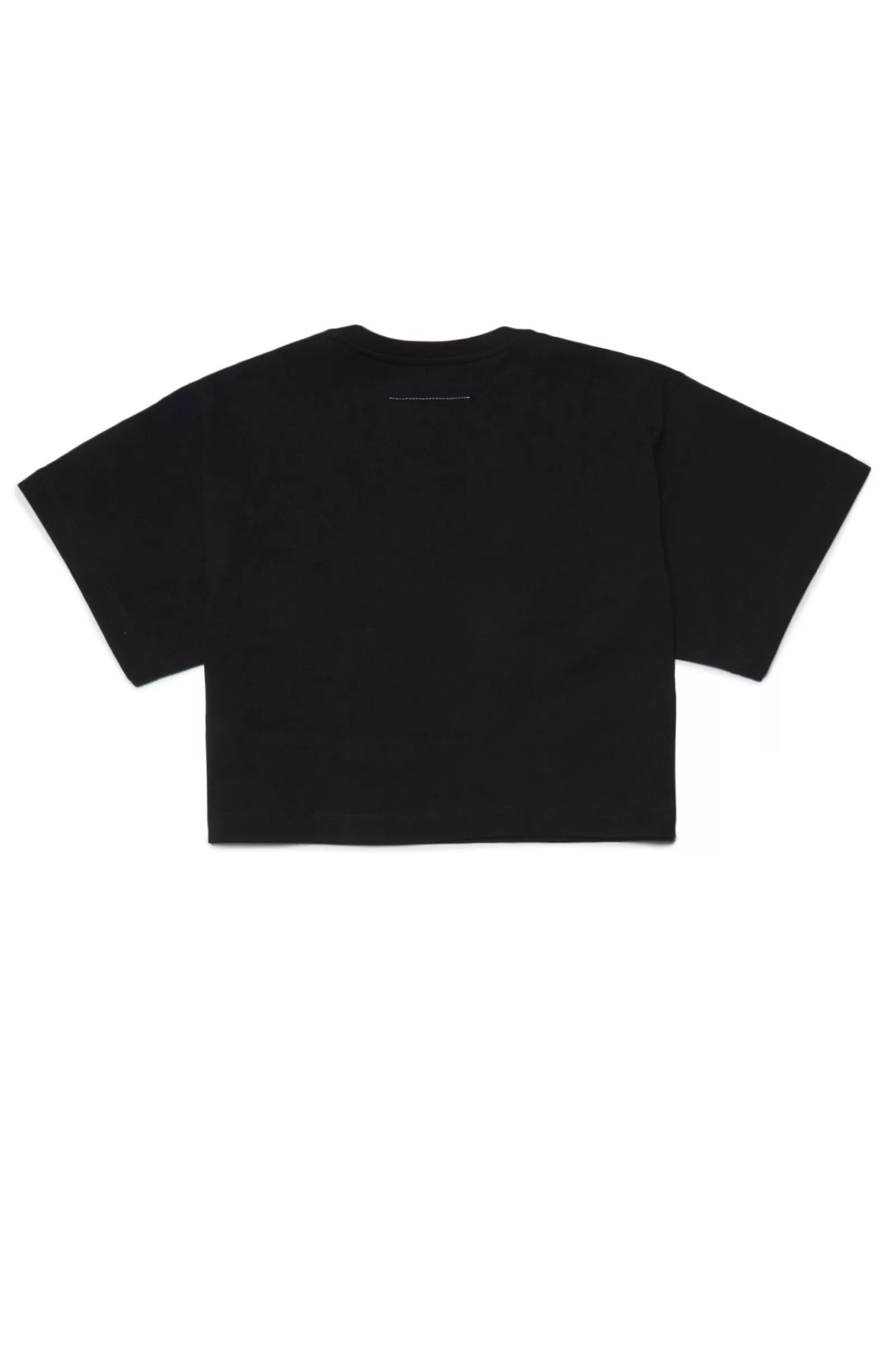 T-Shirt<MM6 MAISON MARGIELA T-Shirt Nera In Jersey Con Applicazione In Similpelle Nero