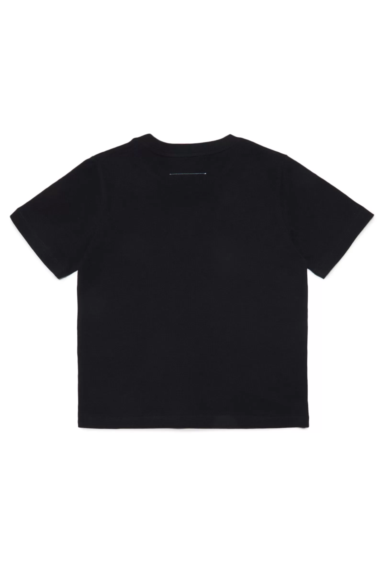 T-Shirt<MM6 MAISON MARGIELA T-Shirt Nera In Jersey Con Logo 6 Effetto Fluido Nero