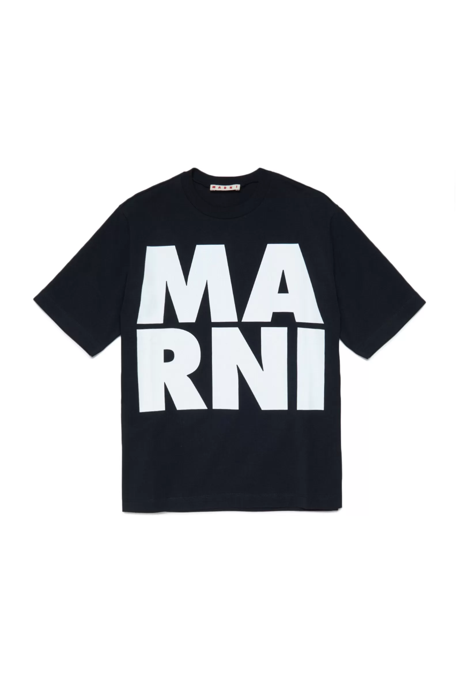 T-Shirt<MARNI T-Shirt Nera In Jersey Con Logo Displaced Nero