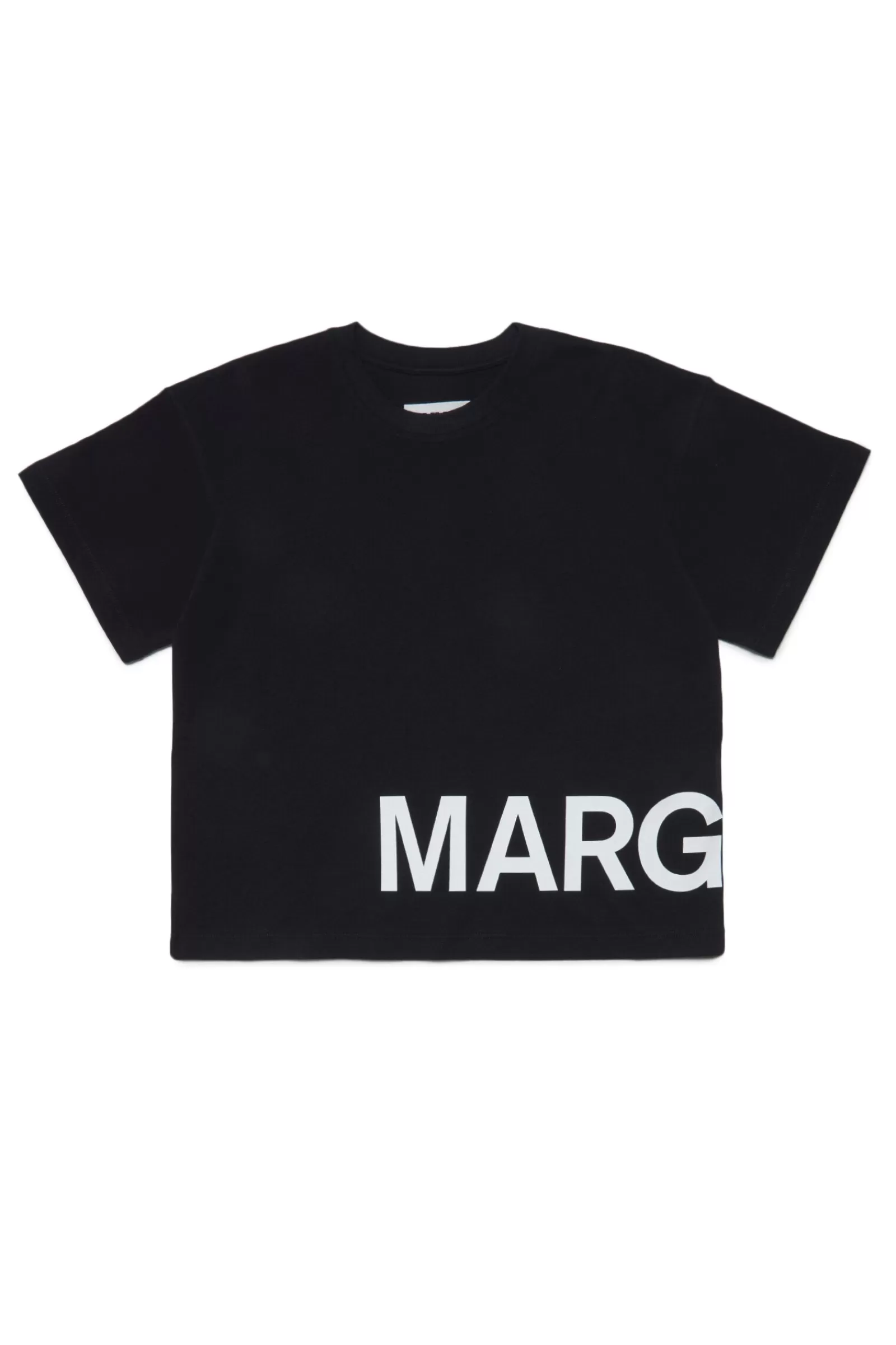 T-Shirt<MM6 MAISON MARGIELA T-Shirt Nera In Jersey Con Maxi-Logo Nero