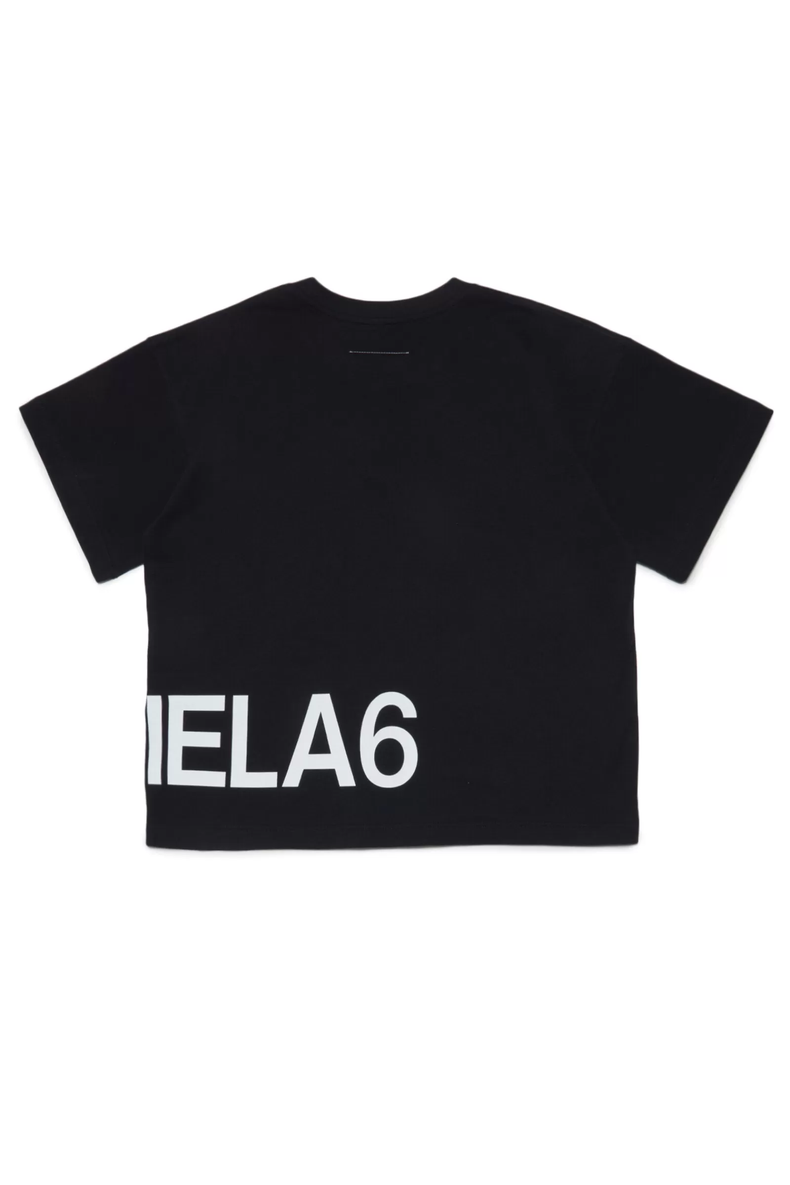 T-Shirt<MM6 MAISON MARGIELA T-Shirt Nera In Jersey Con Maxi-Logo Nero