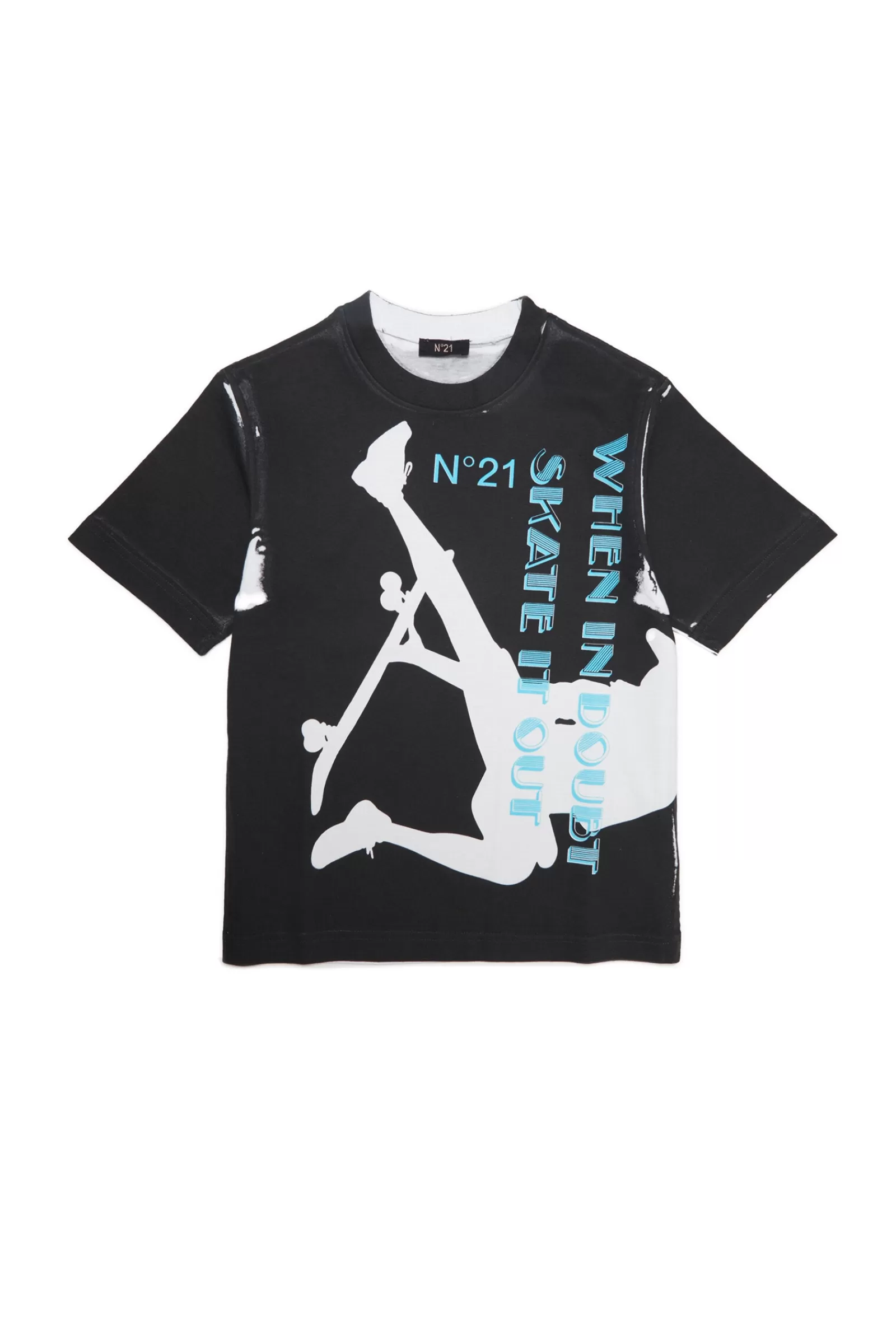 T-Shirt<N°21 T-Shirt Nera In Jersey Con Stampa Skate Nero