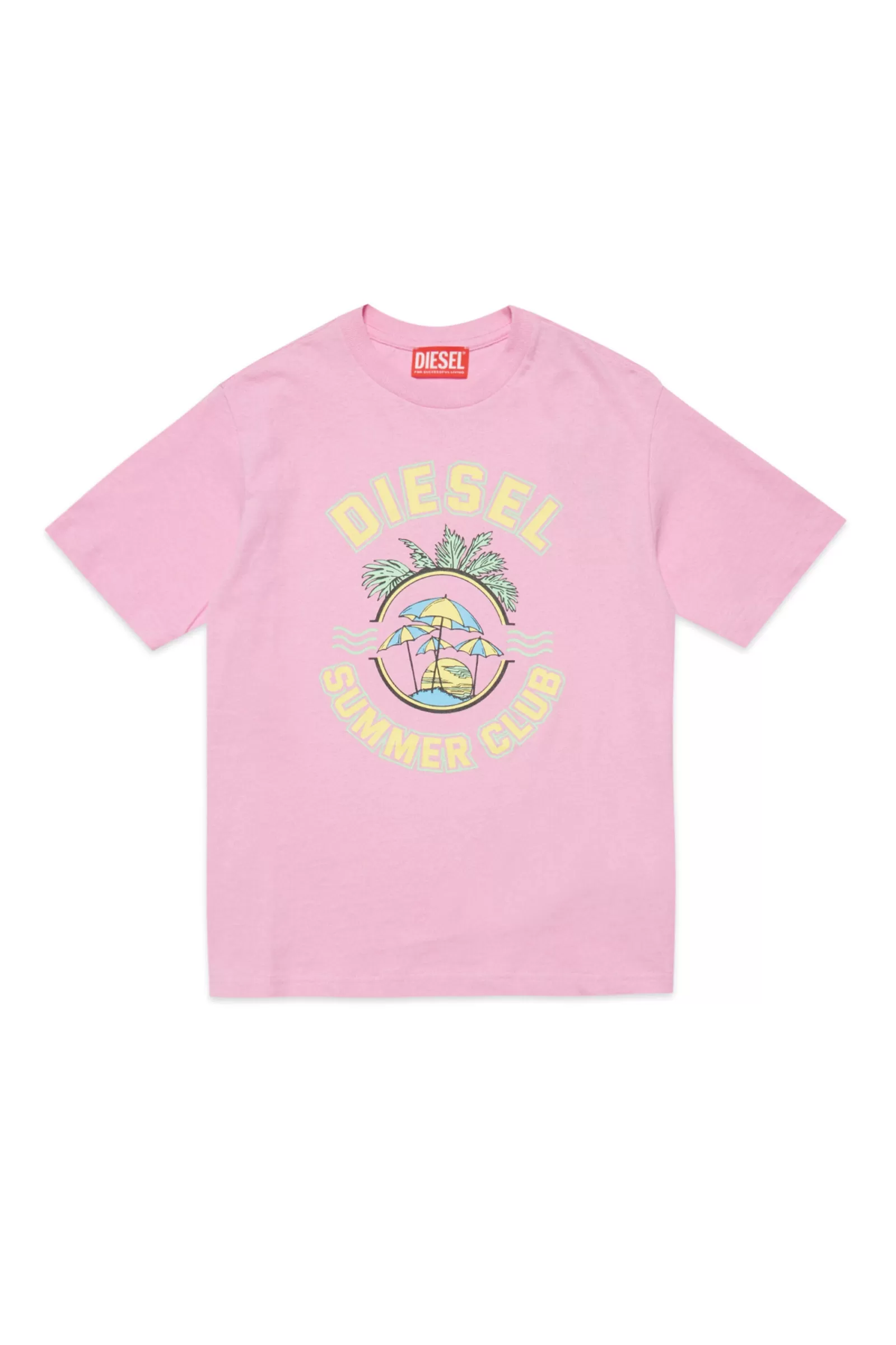 T-Shirt<DIESEL T-Shirt Over In Cotone Con Stampa Rosa Pastello