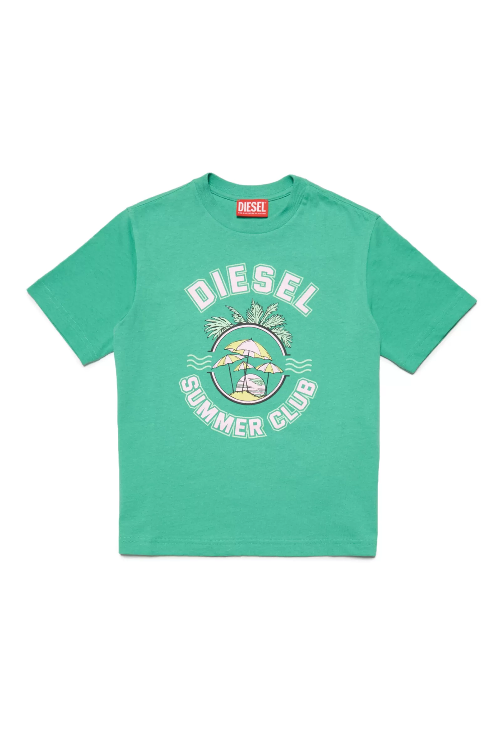 T-Shirt<DIESEL T-Shirt Over Verde In Cotone Con Stampa Verde Katydid